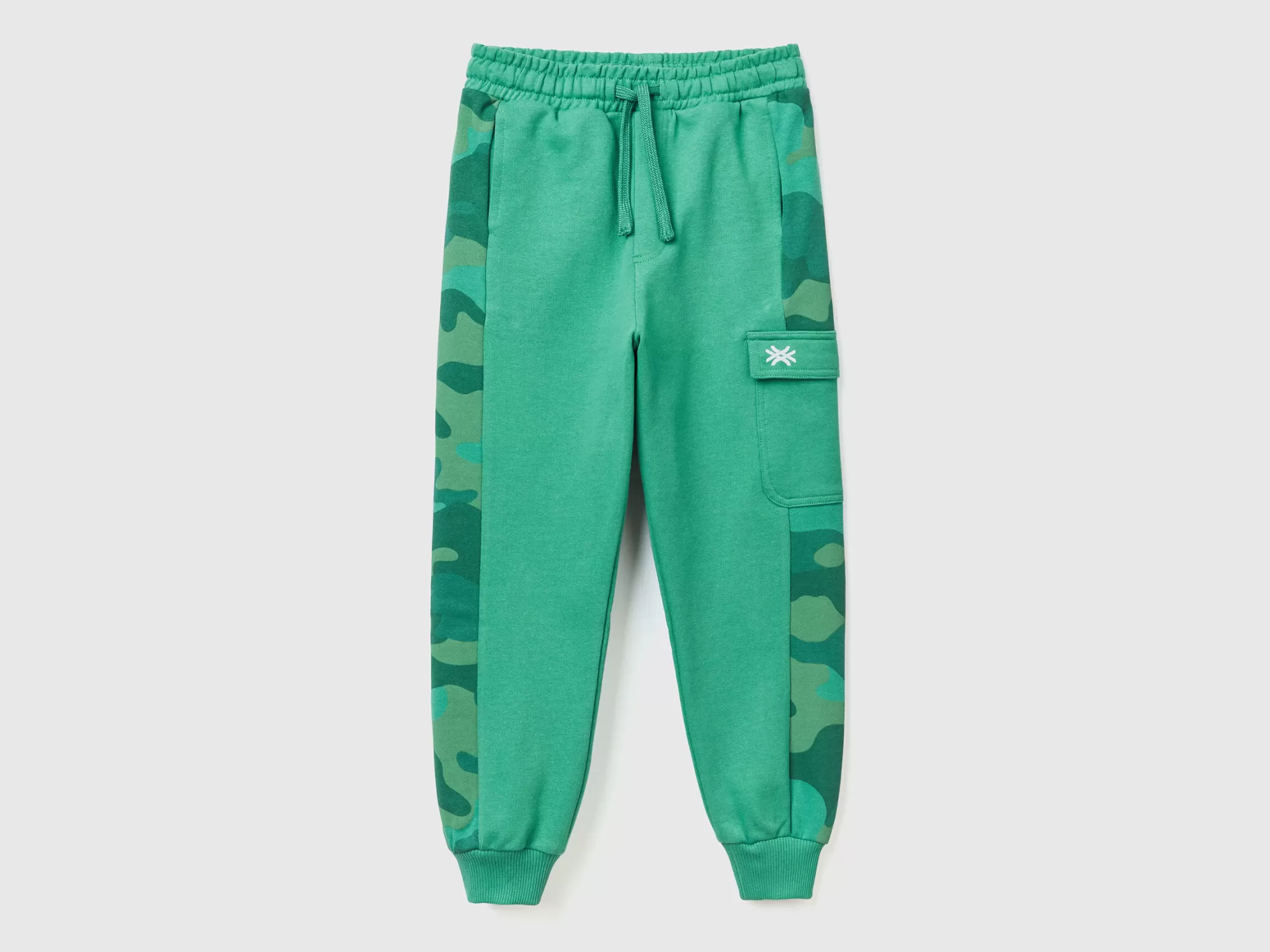 Benetton Pantalon De Felpa Con Bandas De Camuflaje-Niños Pantalones De Felpa