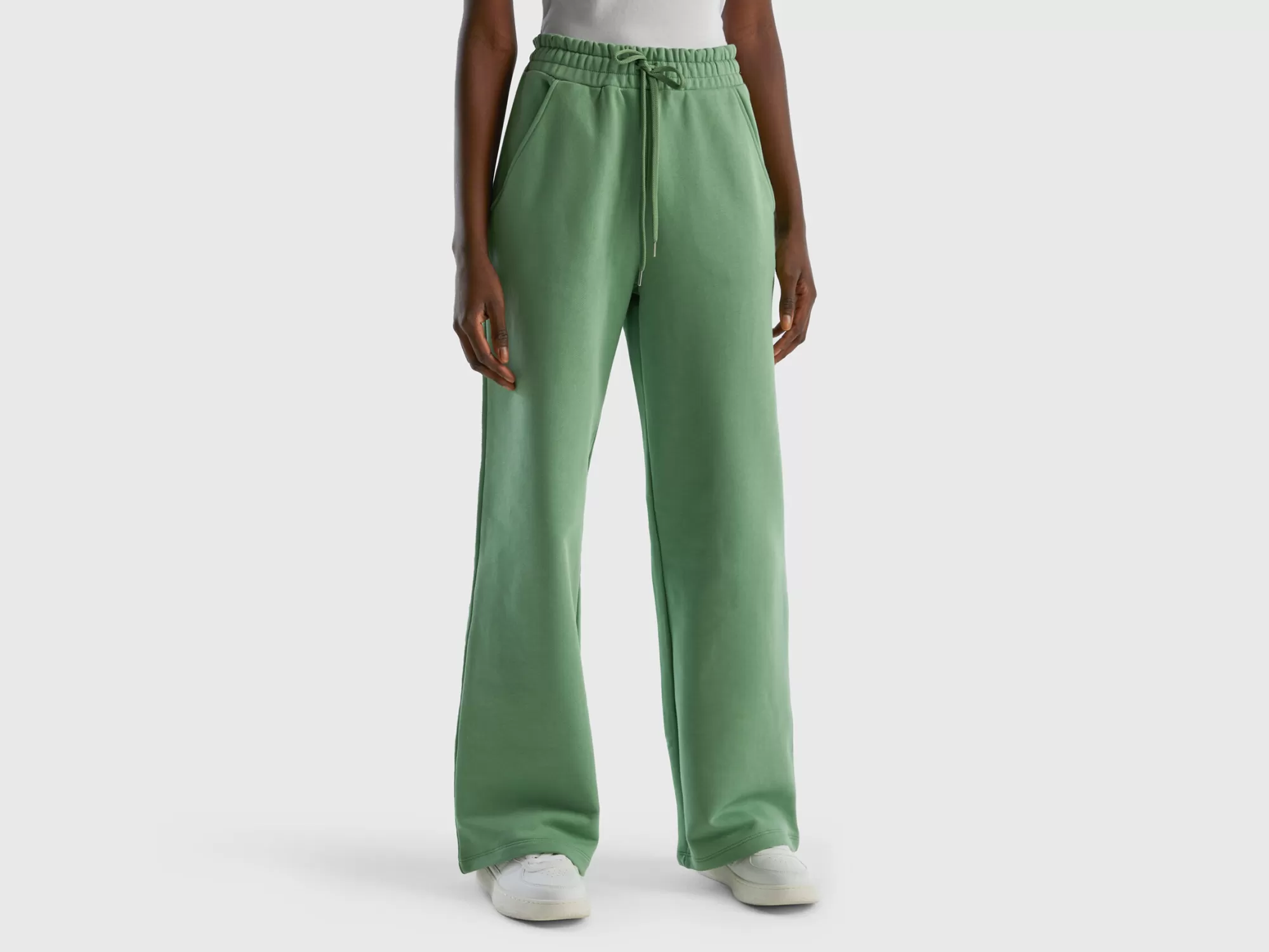 Benetton Pantalon De Felpa De Talle Alto-Mujer Pantalones Y Chinos