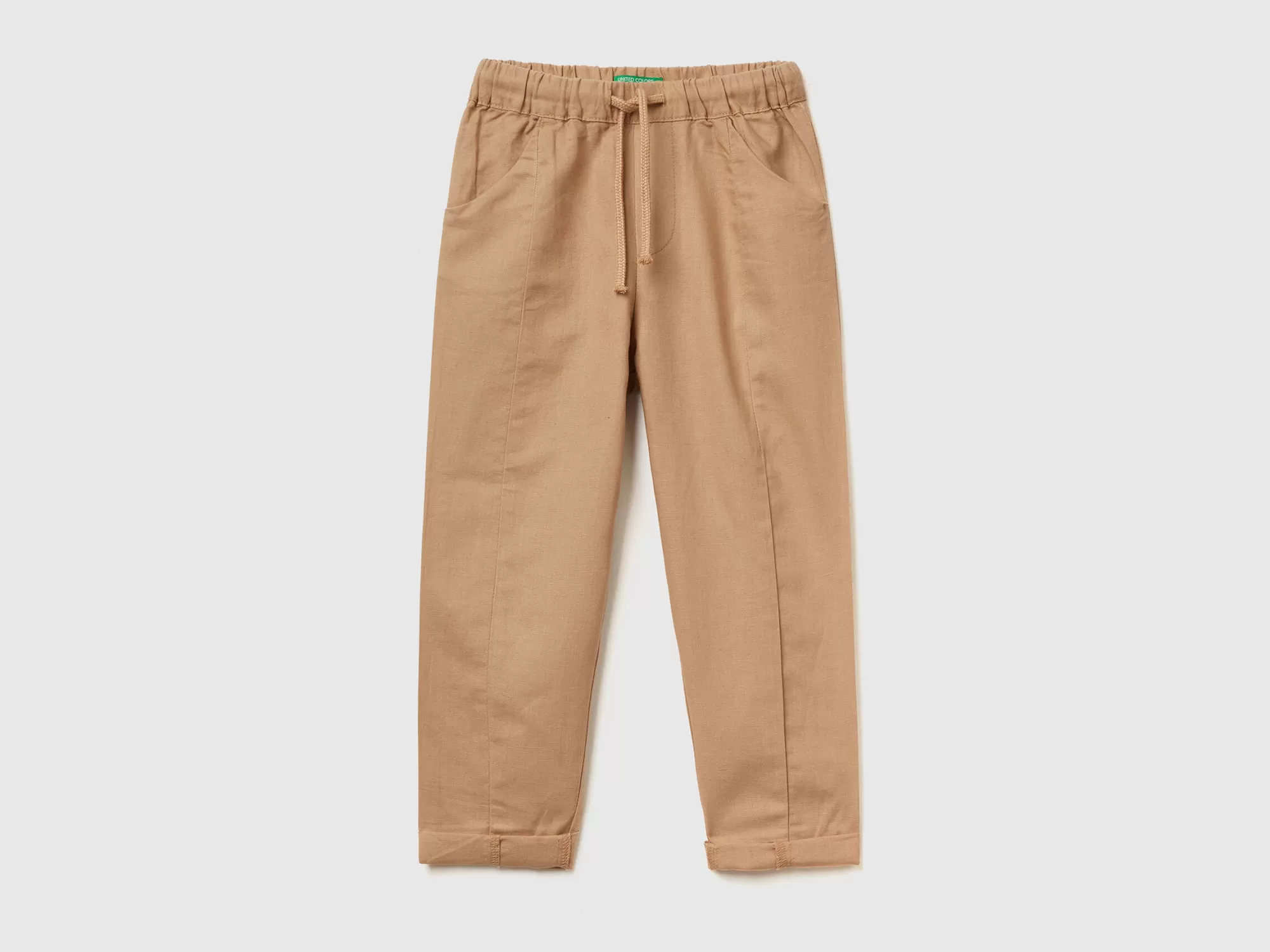 Benetton Pantalon De Lino Mixto Con Cordon-Niños Pantalones Y Vaqueros