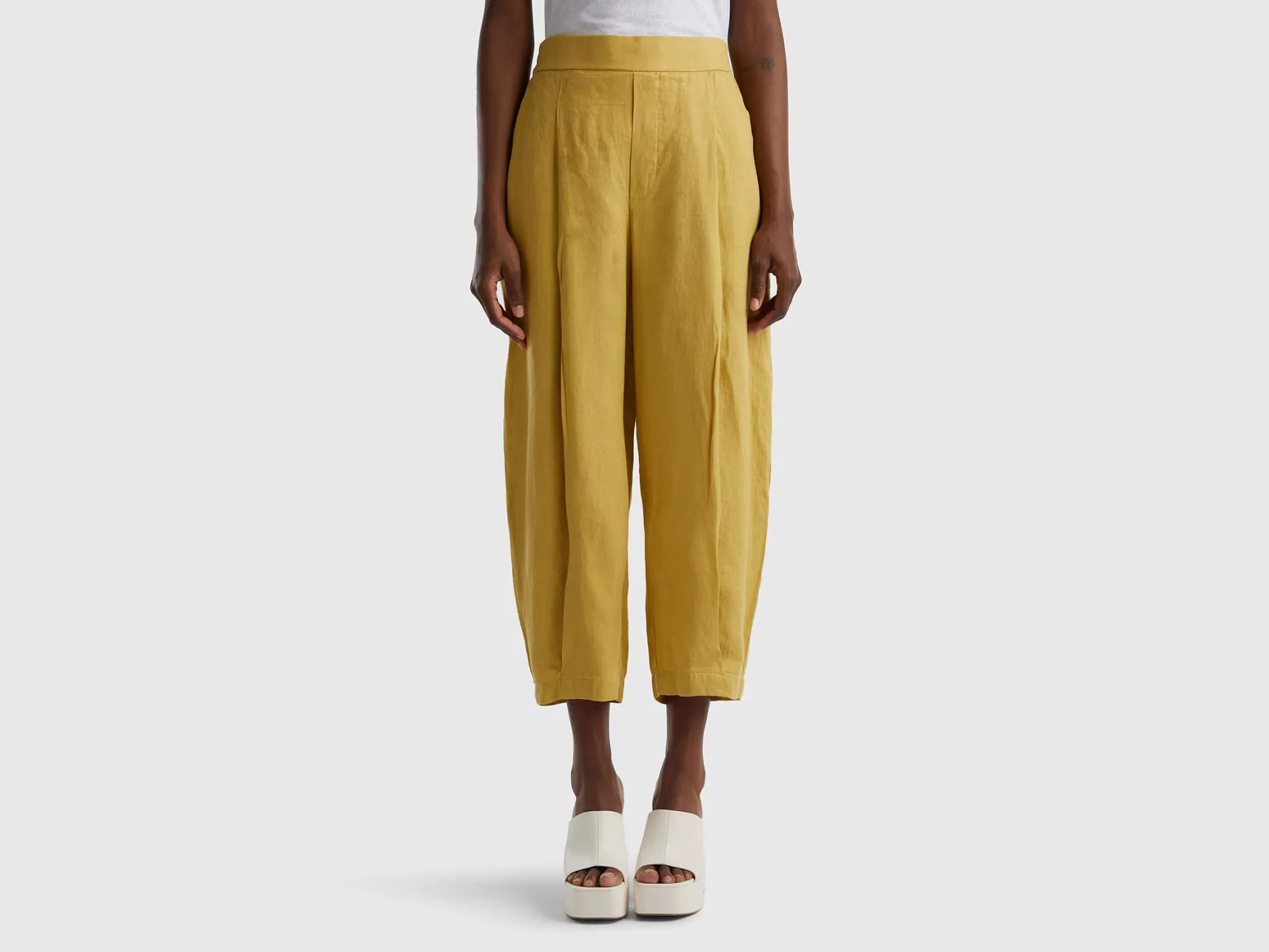 Benetton Pantalon De Puro Lino-Mujer Pantalones Y Chinos