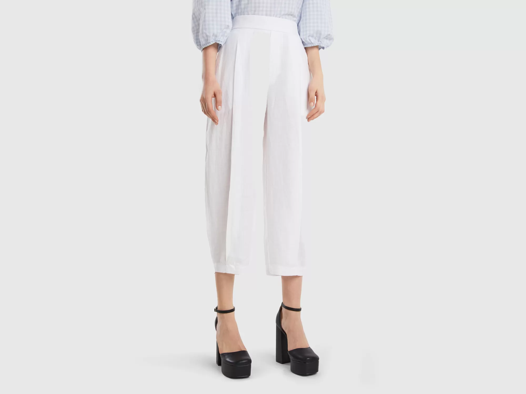 Benetton Pantalon De Puro Lino-Mujer Pantalones Y Chinos