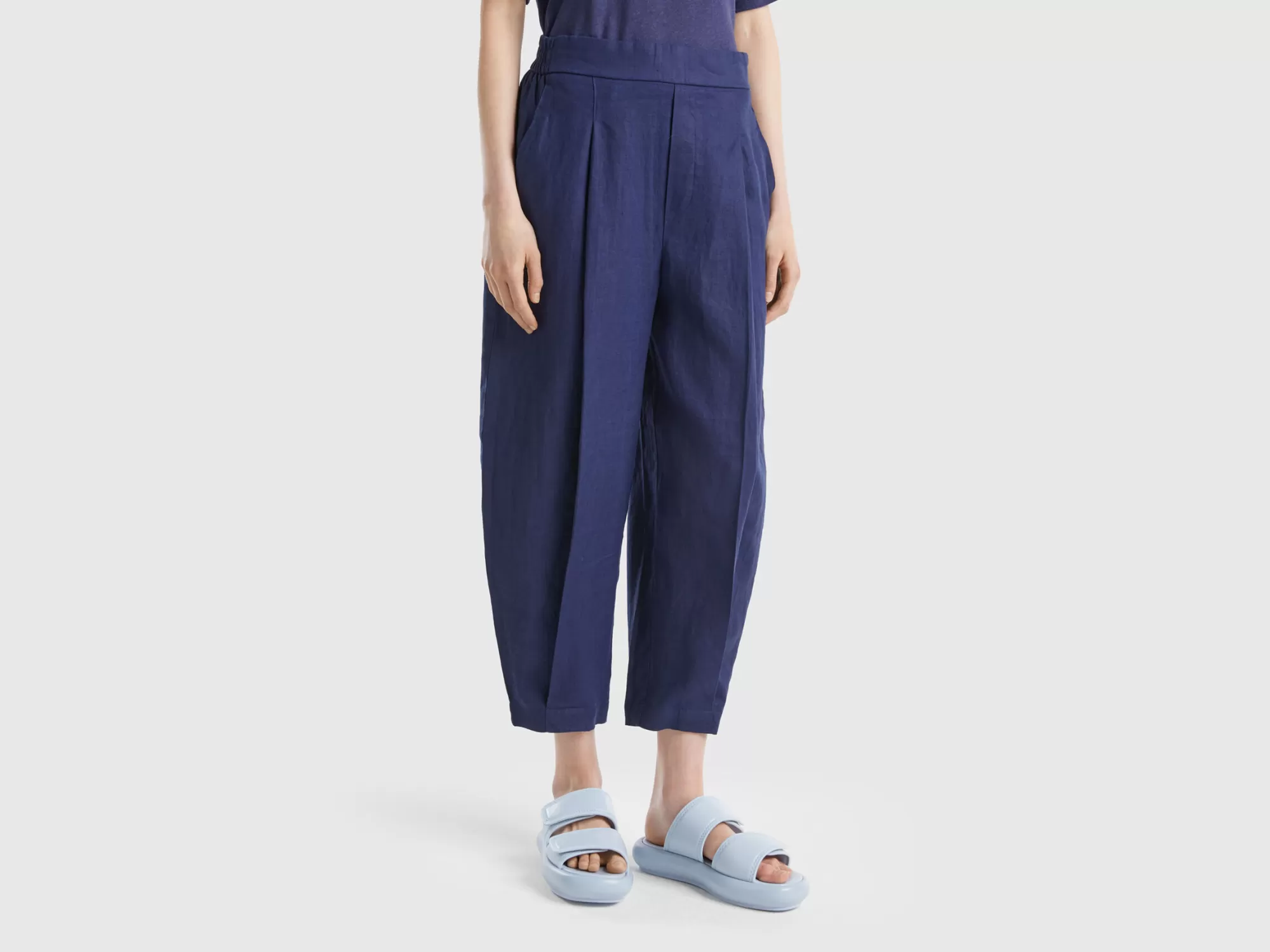 Benetton Pantalon De Puro Lino-Mujer Pantalones Y Chinos