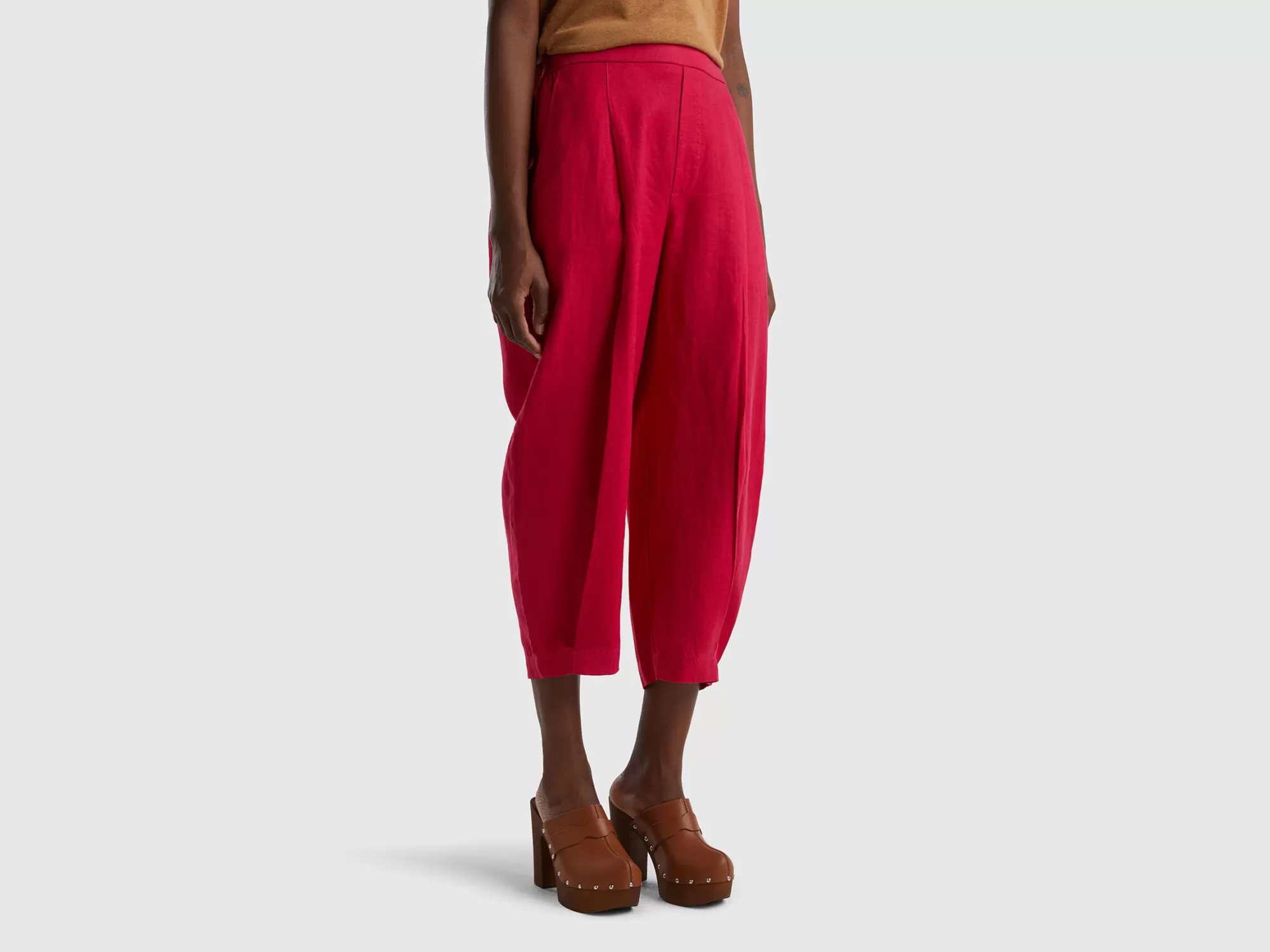 Benetton Pantalon De Puro Lino-Mujer Pantalones Y Chinos