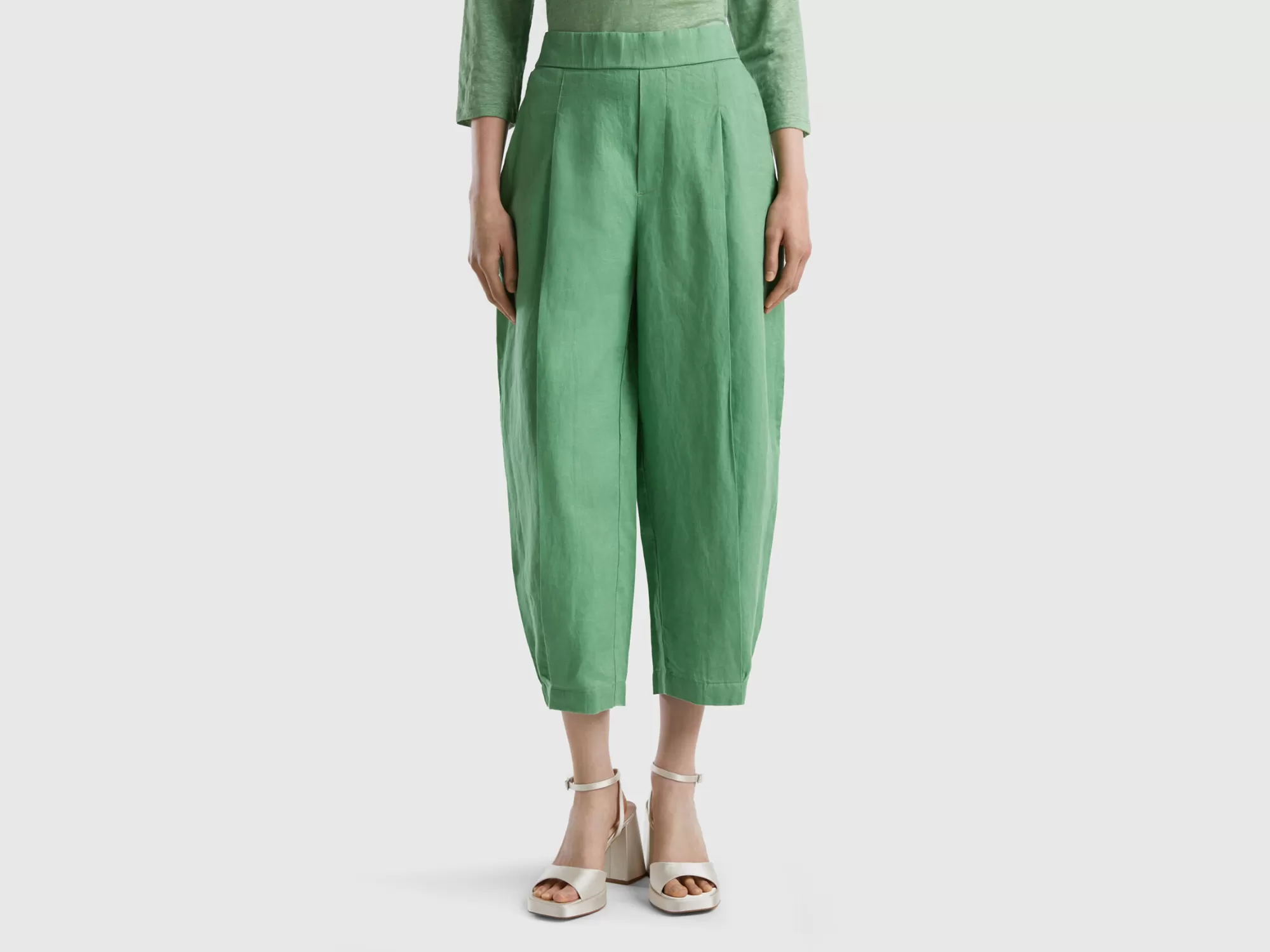 Benetton Pantalon De Puro Lino-Mujer Pantalones Y Chinos