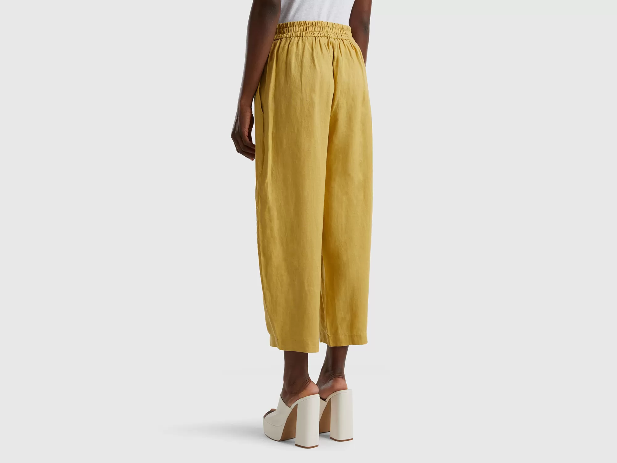 Benetton Pantalon De Puro Lino-Mujer Pantalones Y Chinos