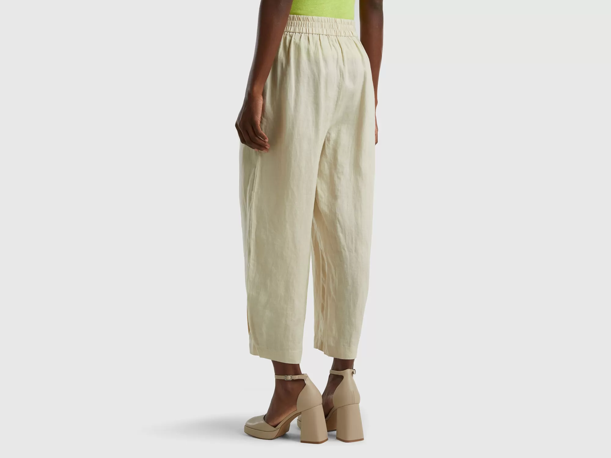 Benetton Pantalon De Puro Lino-Mujer Pantalones Y Chinos