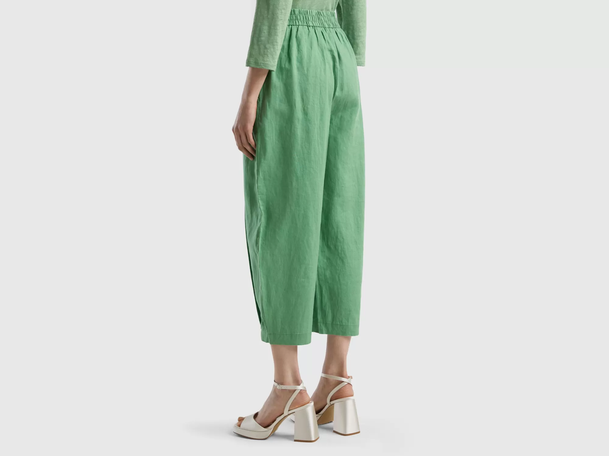 Benetton Pantalon De Puro Lino-Mujer Pantalones Y Chinos