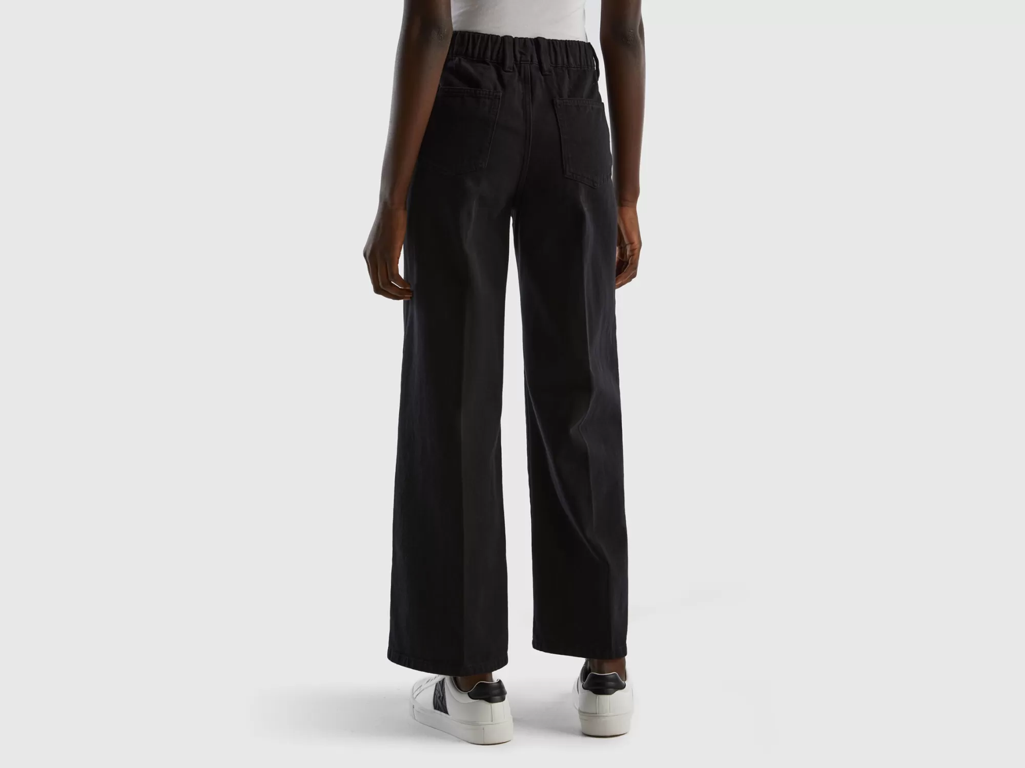 Benetton Pantalon De Talle Alto Con Pernera Amplia-Mujer Vaqueros