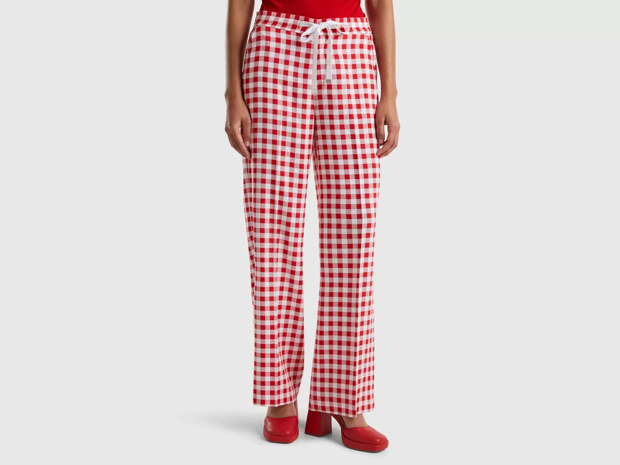 Benetton Pantalon Estampado Con Cordon-Mujer Pantalones Y Chinos