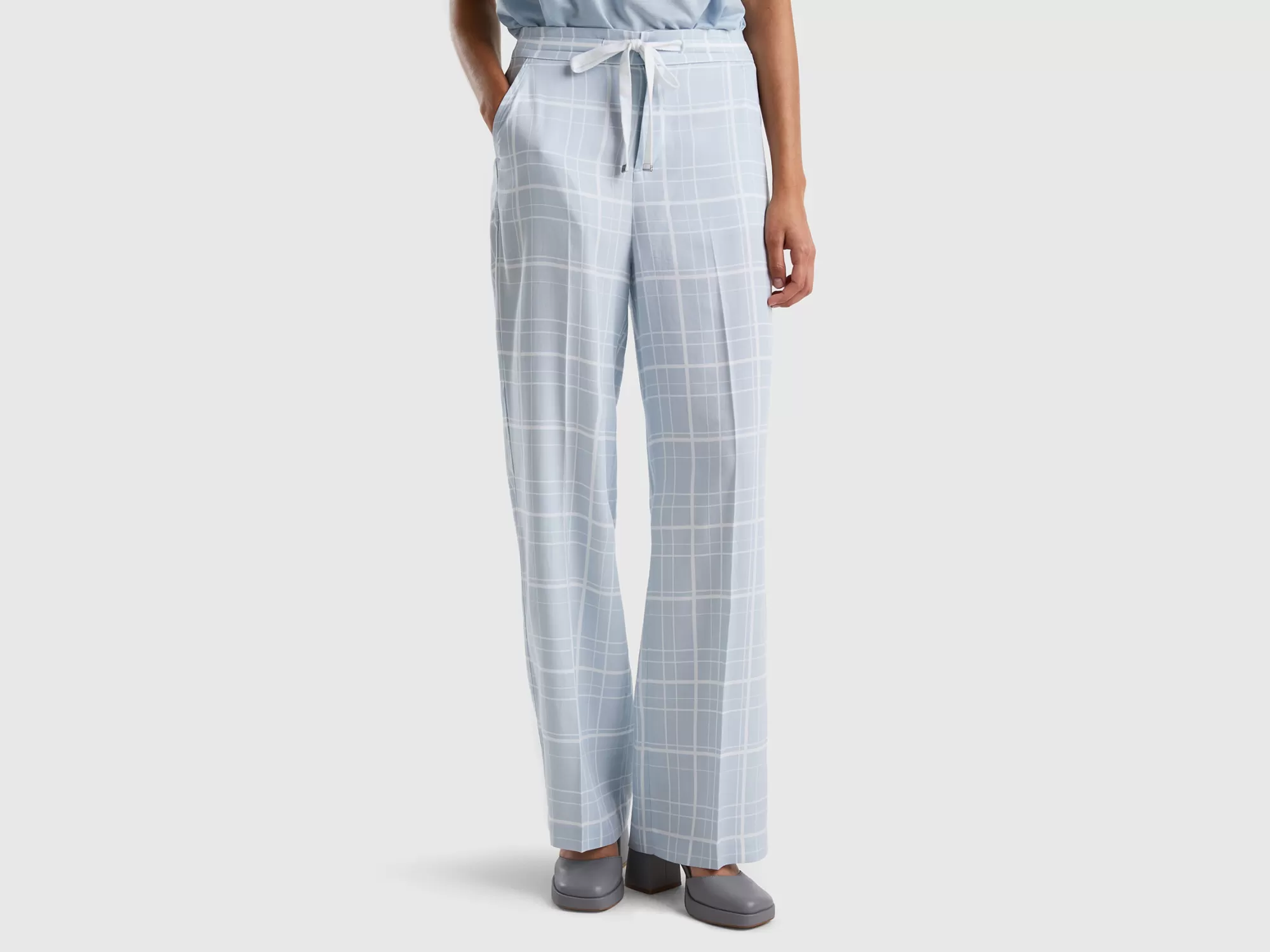 Benetton Pantalon Estampado Con Cordon-Mujer Pantalones Y Chinos