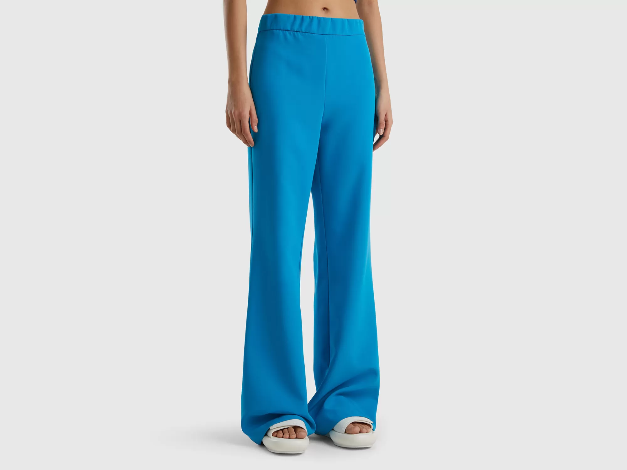 Benetton Pantalon Evase Con Cremallera Lateral-Mujer Pantalones Y Chinos