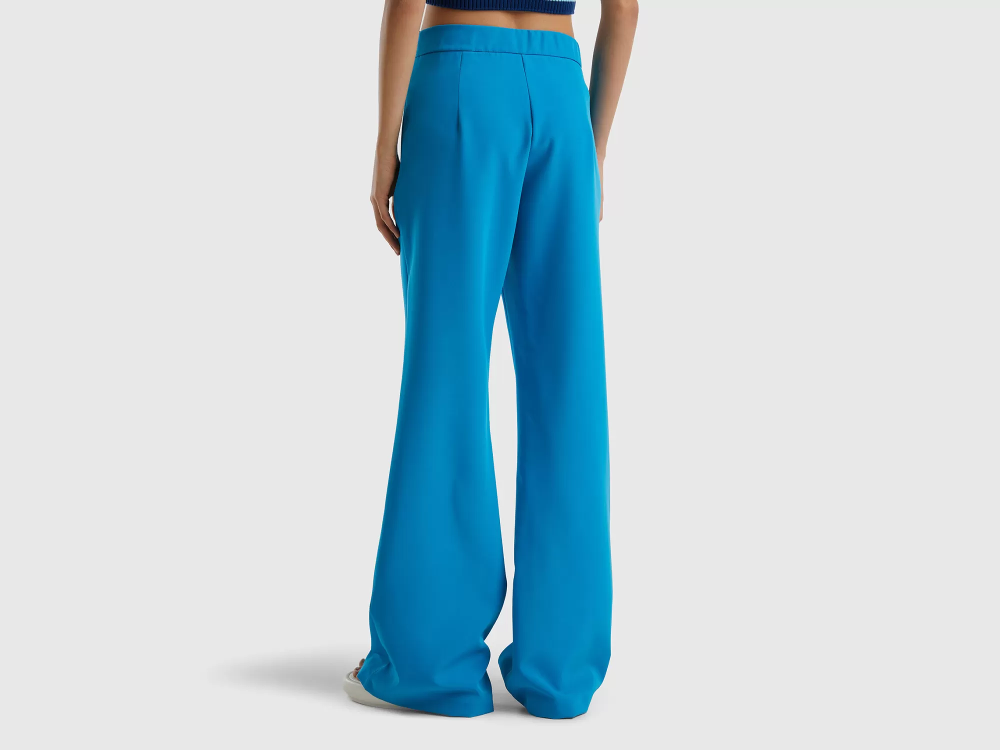 Benetton Pantalon Evase Con Cremallera Lateral-Mujer Pantalones Y Chinos