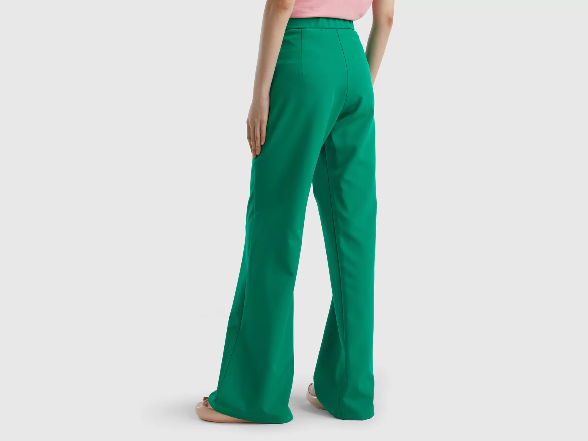 Benetton Pantalon Evase Con Cremallera Lateral-Mujer Pantalones Y Chinos