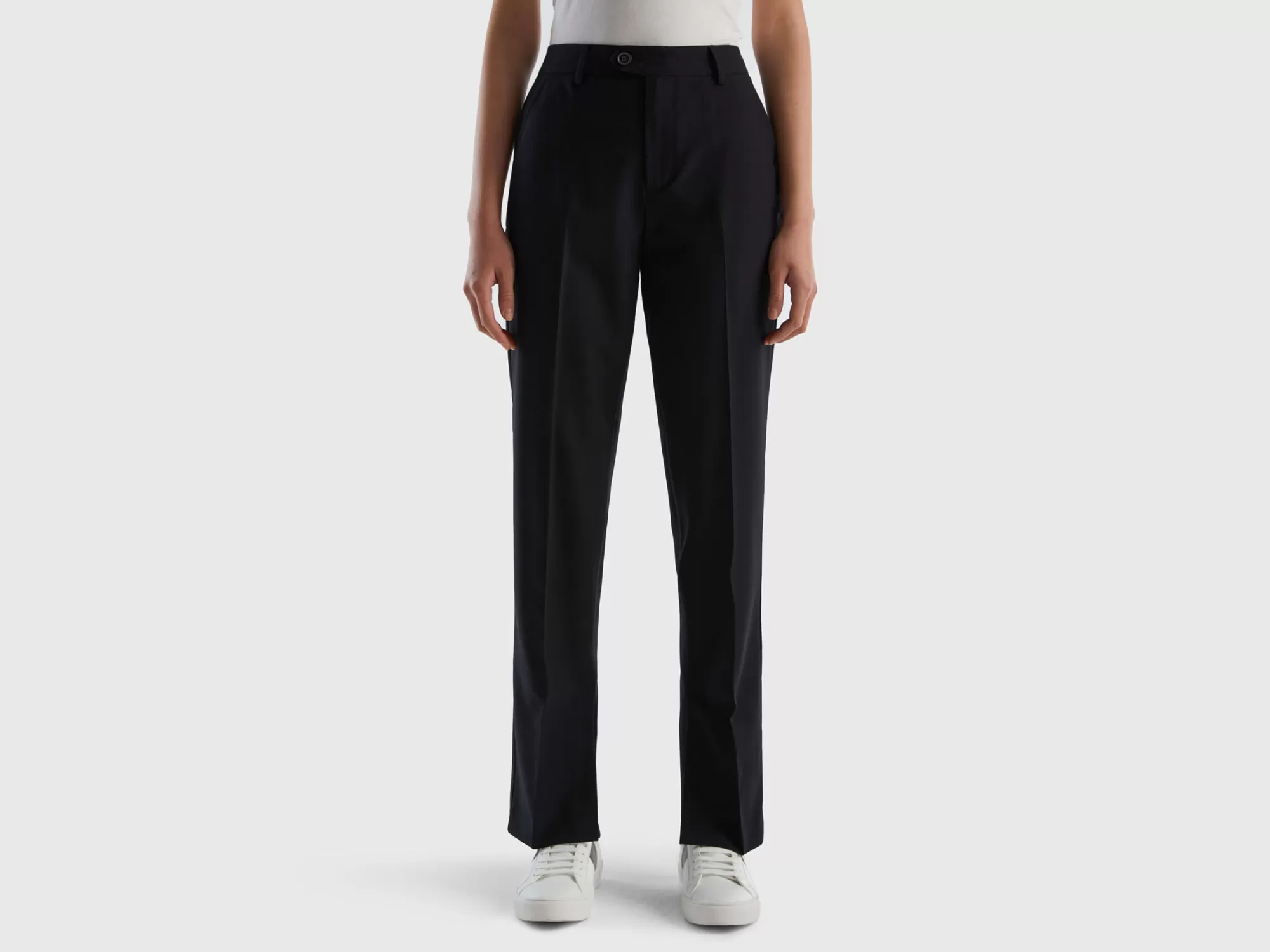 Benetton Pantalon Fluido Con Aberturas-Mujer Pantalones Y Chinos