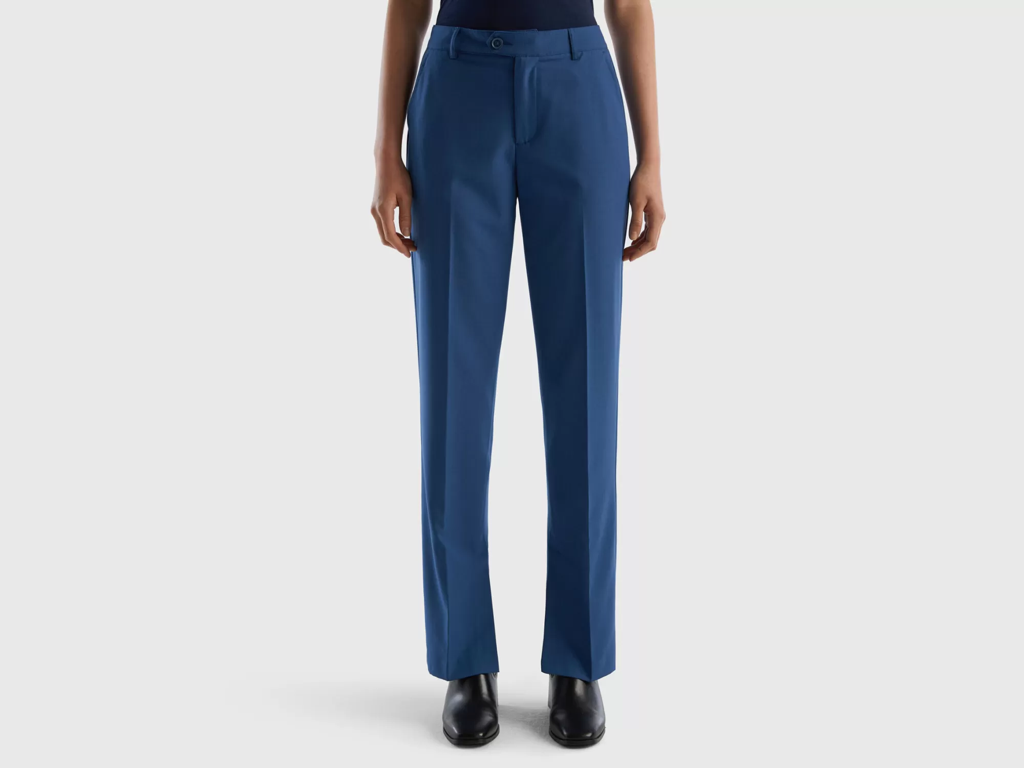 Benetton Pantalon Fluido Con Aberturas-Mujer Pantalones Y Chinos