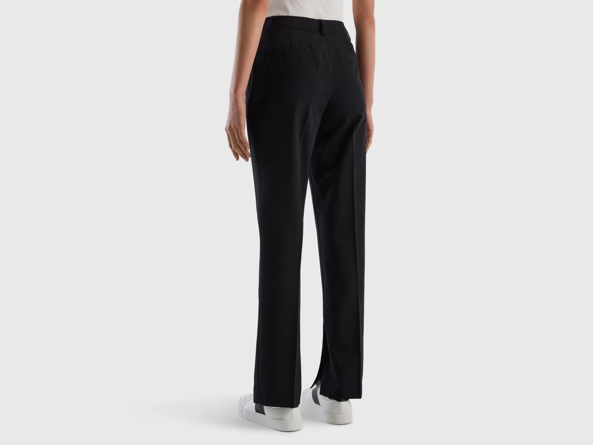 Benetton Pantalon Fluido Con Aberturas-Mujer Pantalones Y Chinos