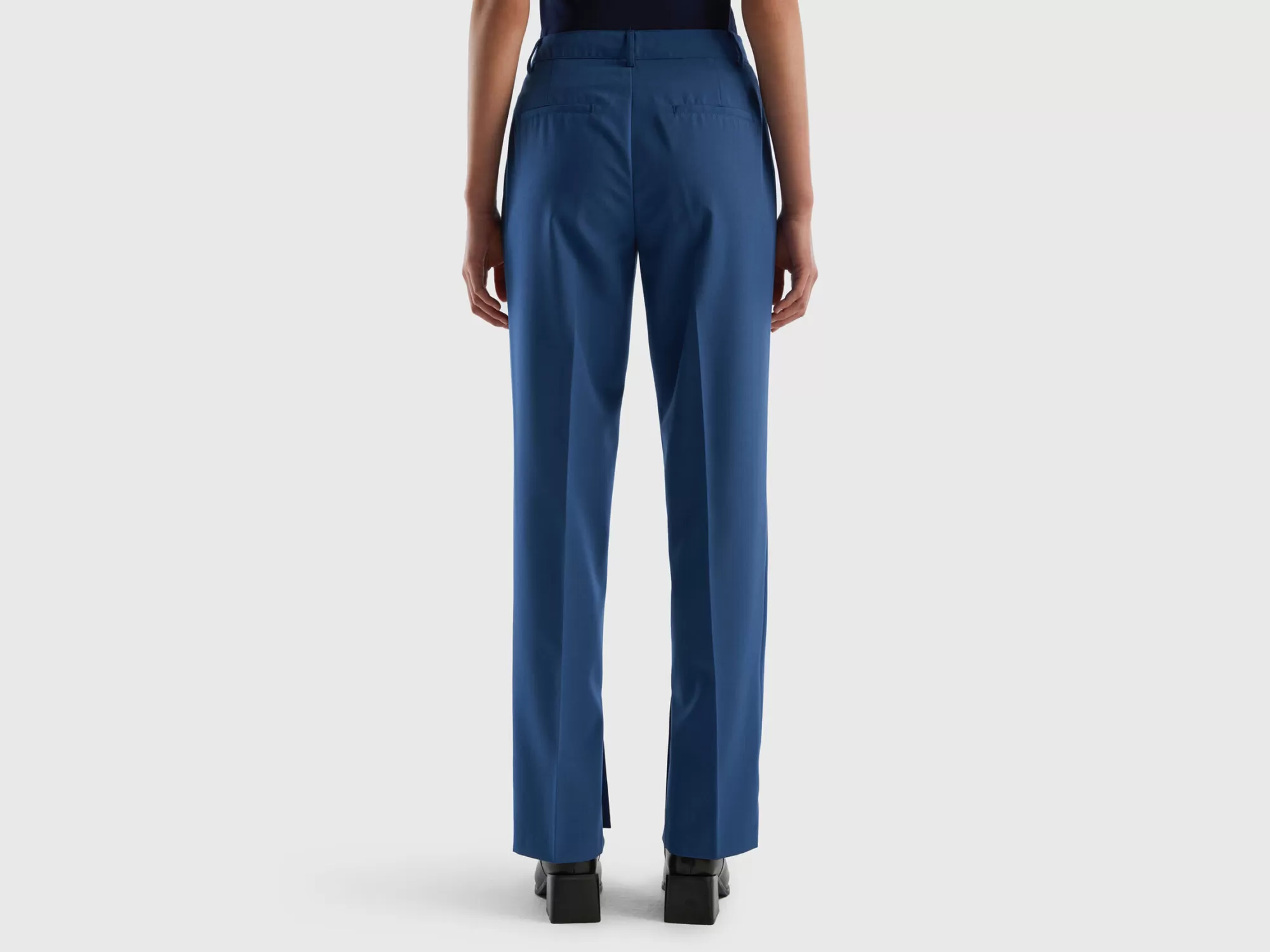 Benetton Pantalon Fluido Con Aberturas-Mujer Pantalones Y Chinos