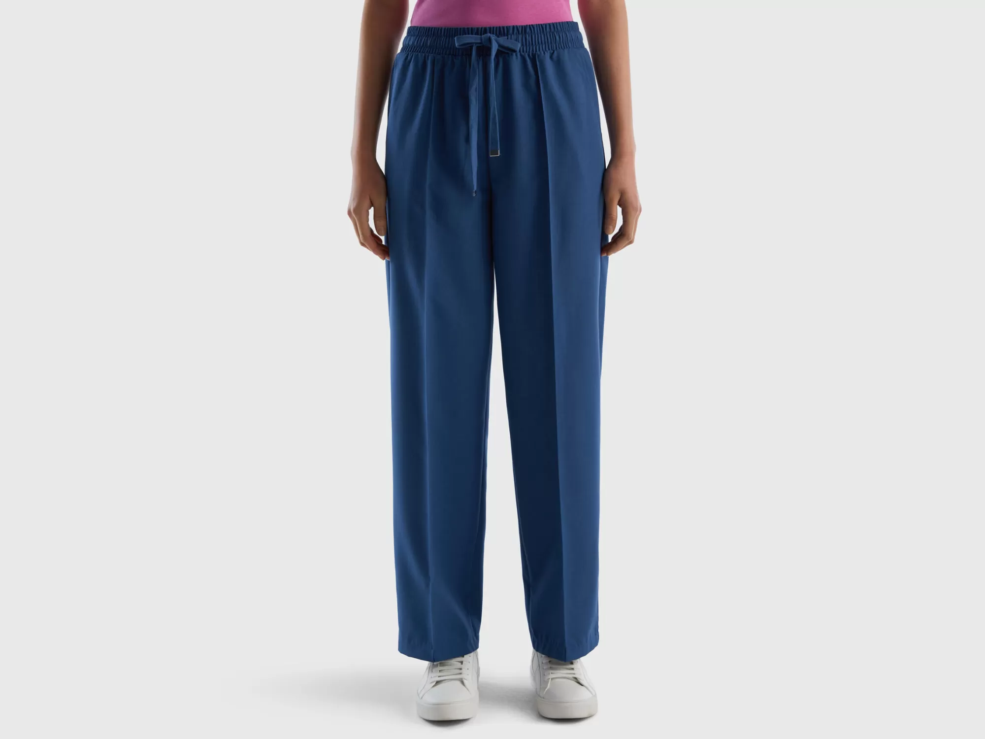 Benetton Pantalon Fluido Con Cordon-Mujer Pantalones Y Chinos