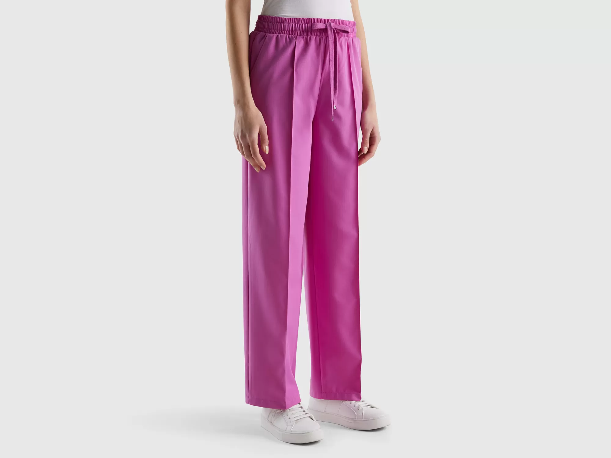 Benetton Pantalon Fluido Con Cordon-Mujer Pantalones Y Chinos