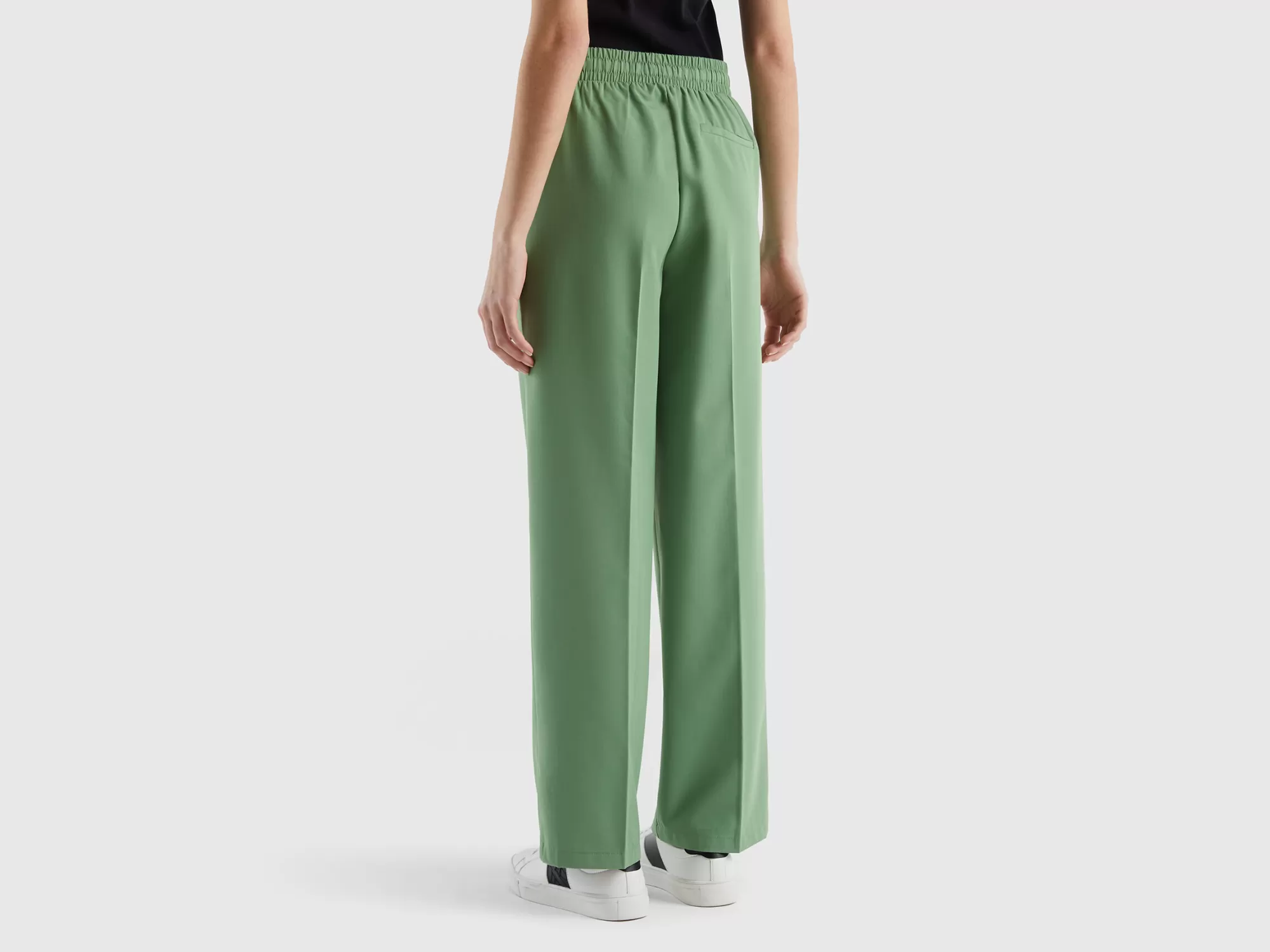 Benetton Pantalon Fluido Con Cordon-Mujer Pantalones Y Chinos