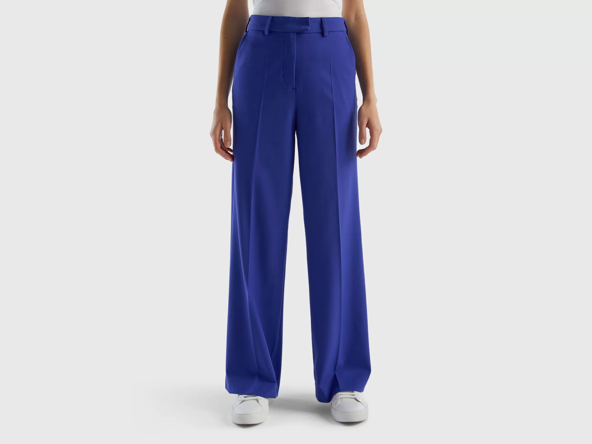 Benetton Pantalon Fluido Con Pernera Amplia-Mujer Pantalones Y Chinos