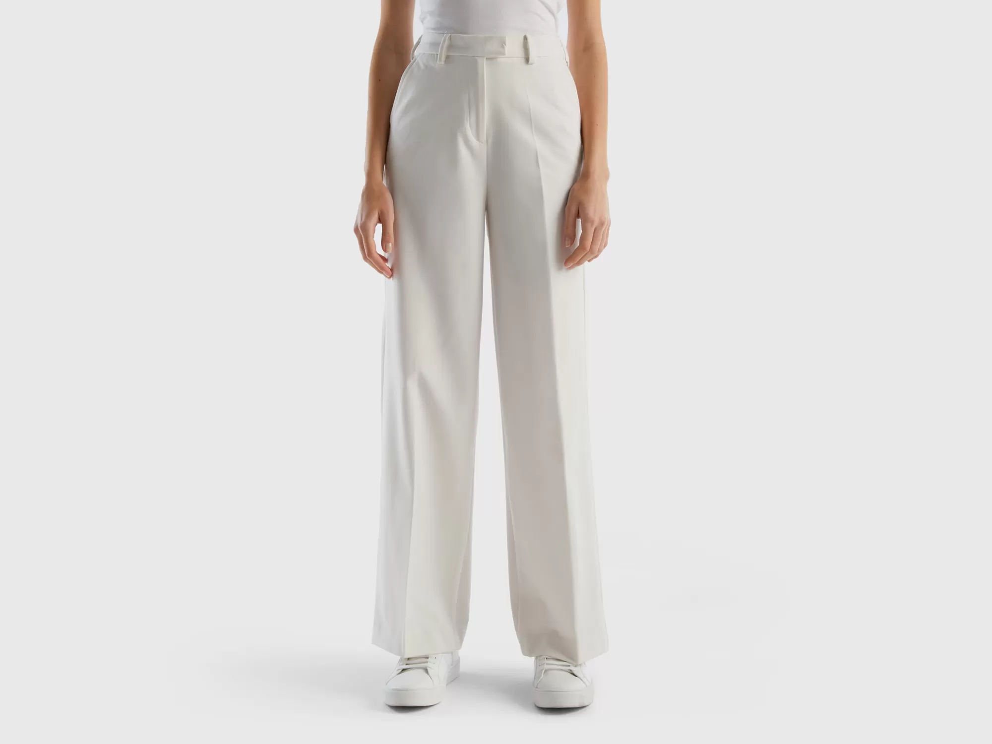 Benetton Pantalon Fluido Con Pernera Amplia-Mujer Pantalones Y Chinos