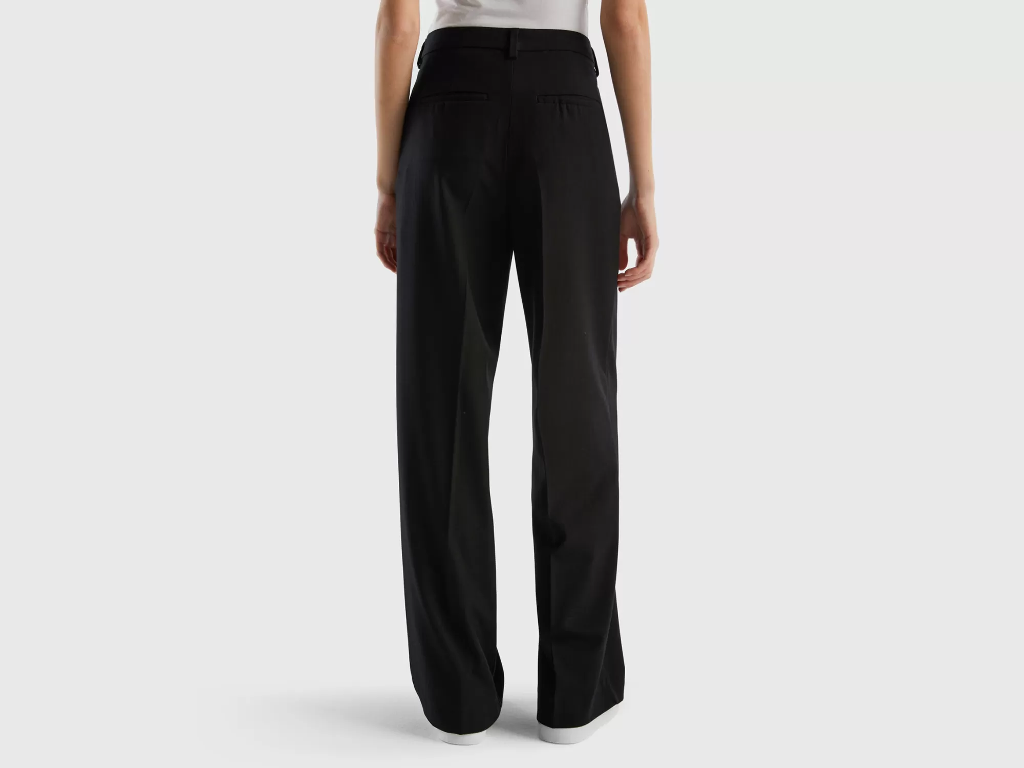 Benetton Pantalon Fluido Con Pernera Amplia-Mujer Pantalones Y Chinos