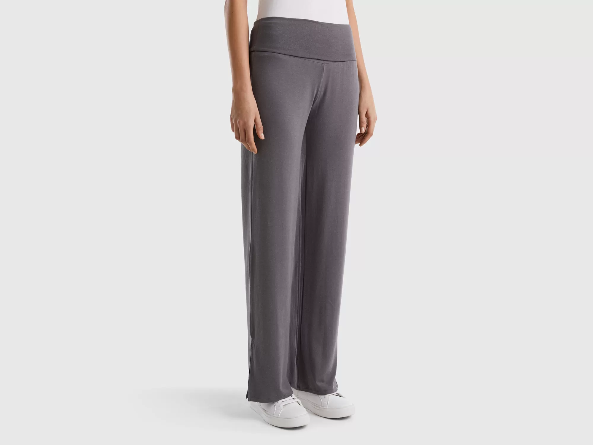 Benetton Pantalon Fluido De Talle Alto-Mujer Loungewear