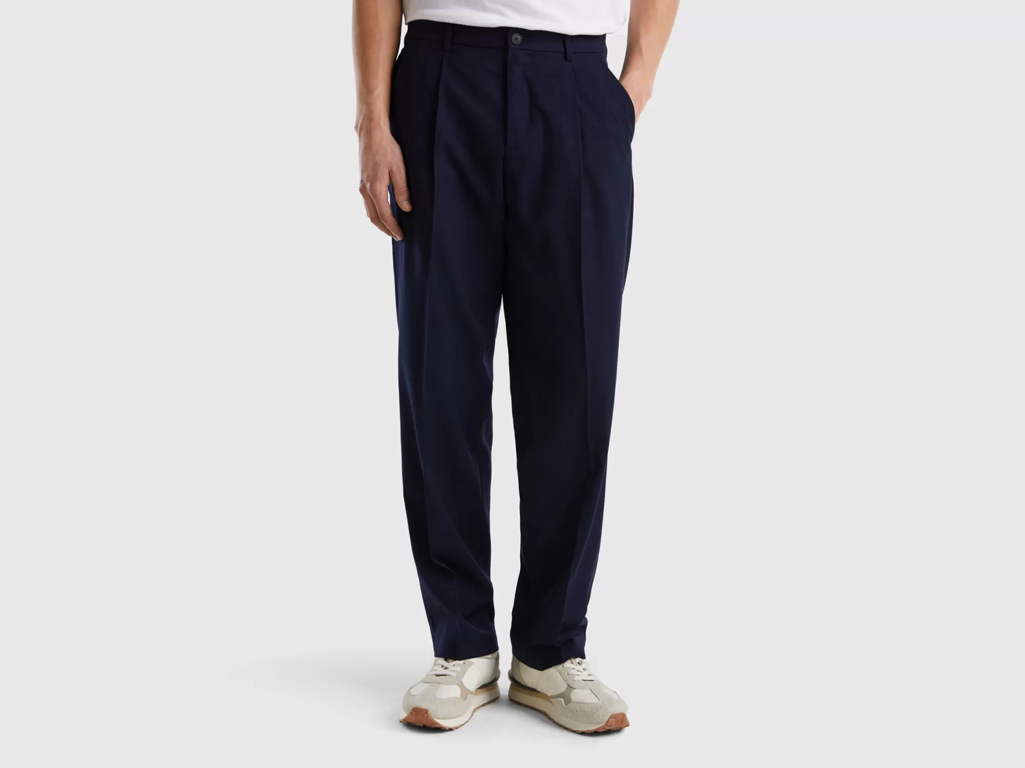 Benetton Pantalon Fluido Loose Fit-Hombre Pantalones Y Chinos