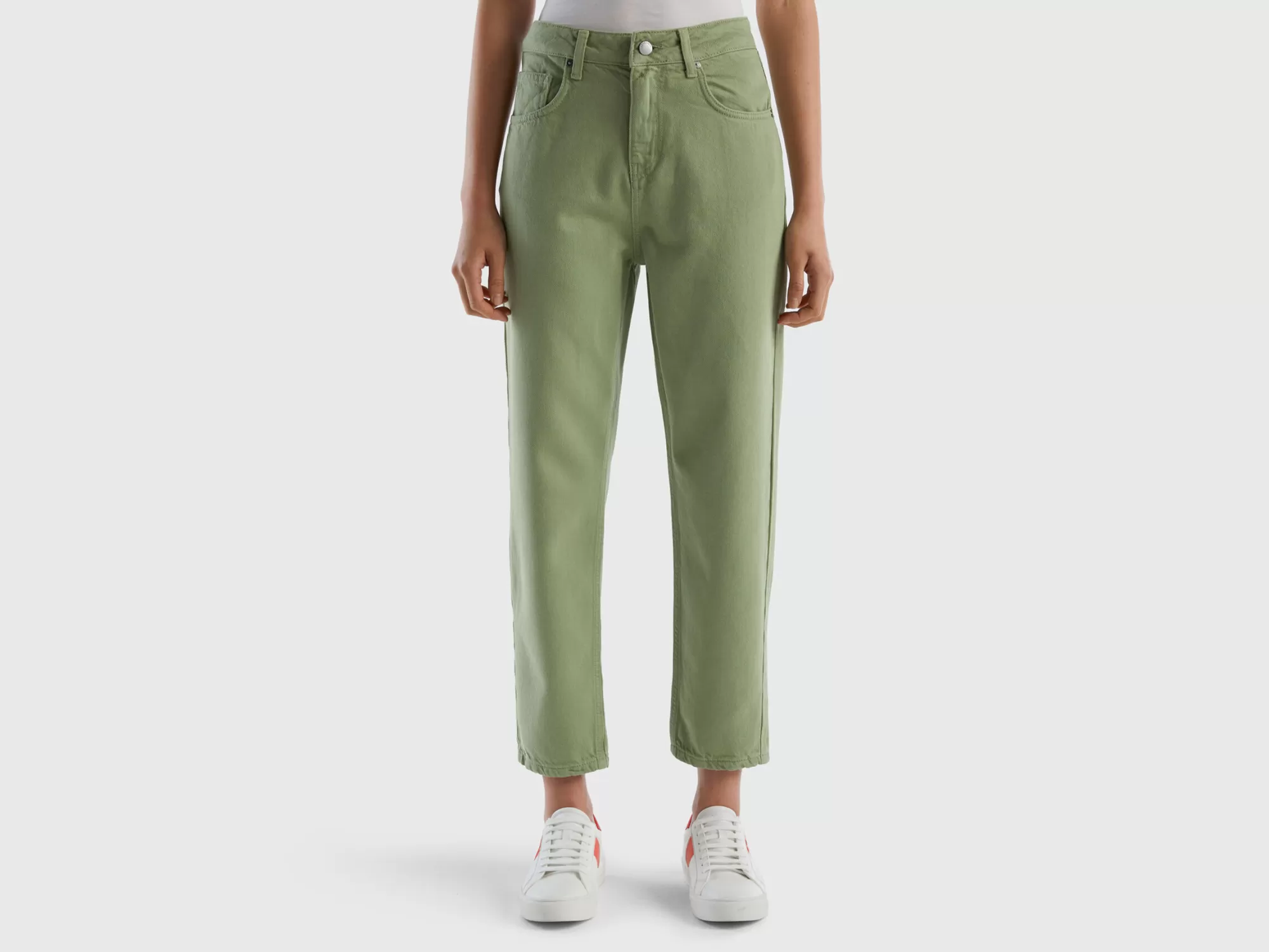 Benetton Pantalon Largo Mom Fit-Mujer Vaqueros