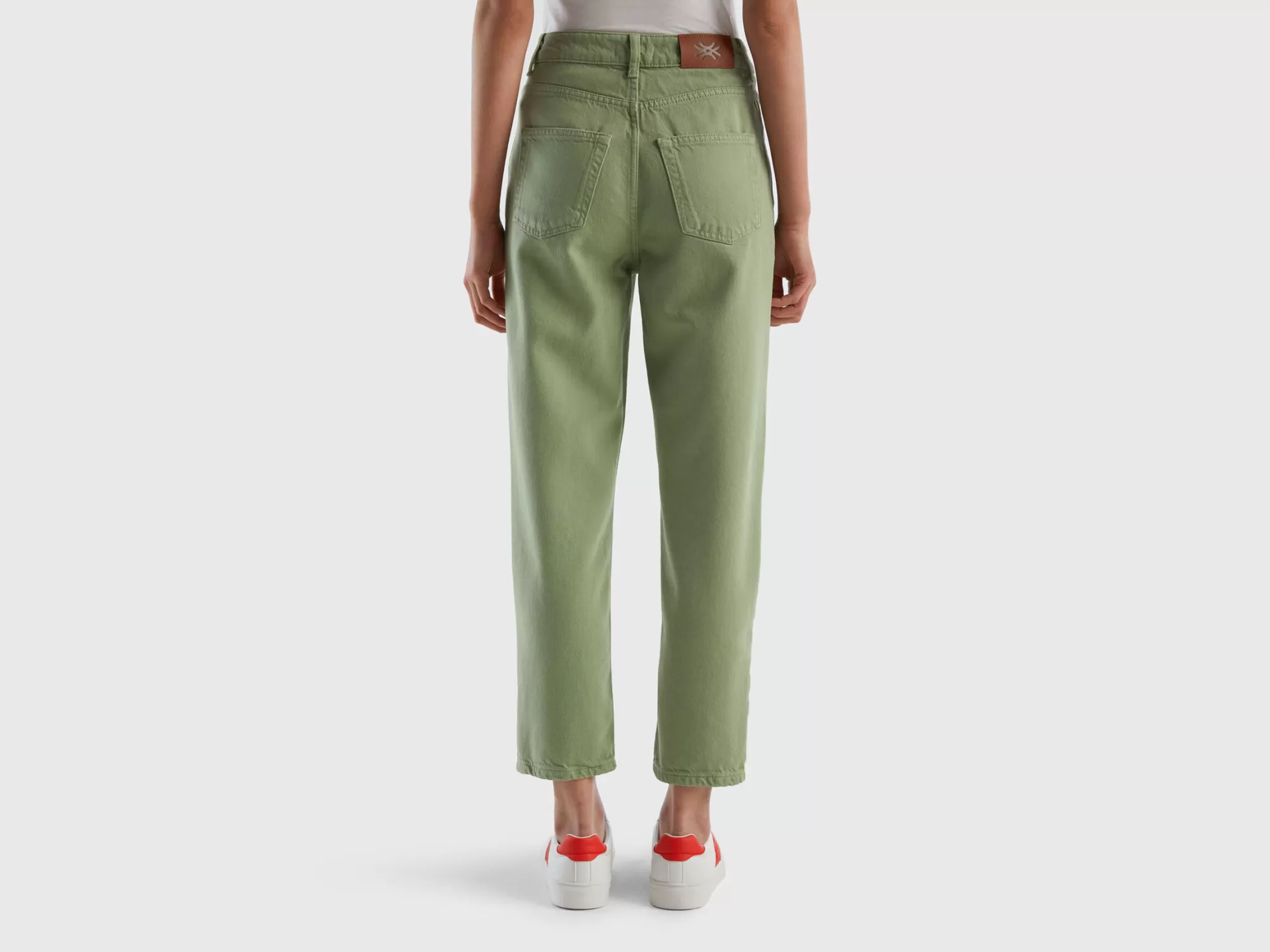 Benetton Pantalon Largo Mom Fit-Mujer Vaqueros