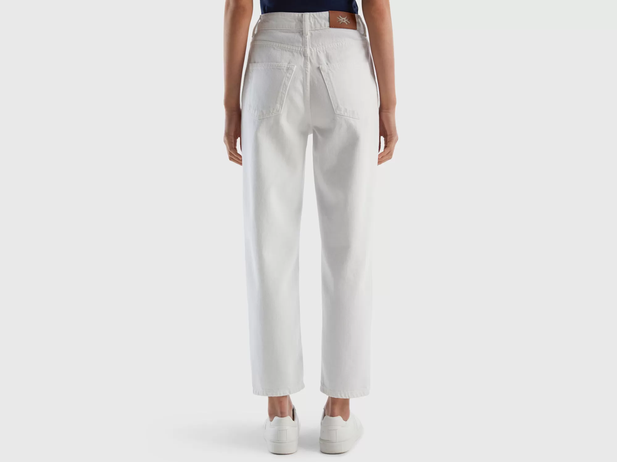 Benetton Pantalon Largo Mom Fit-Mujer Vaqueros