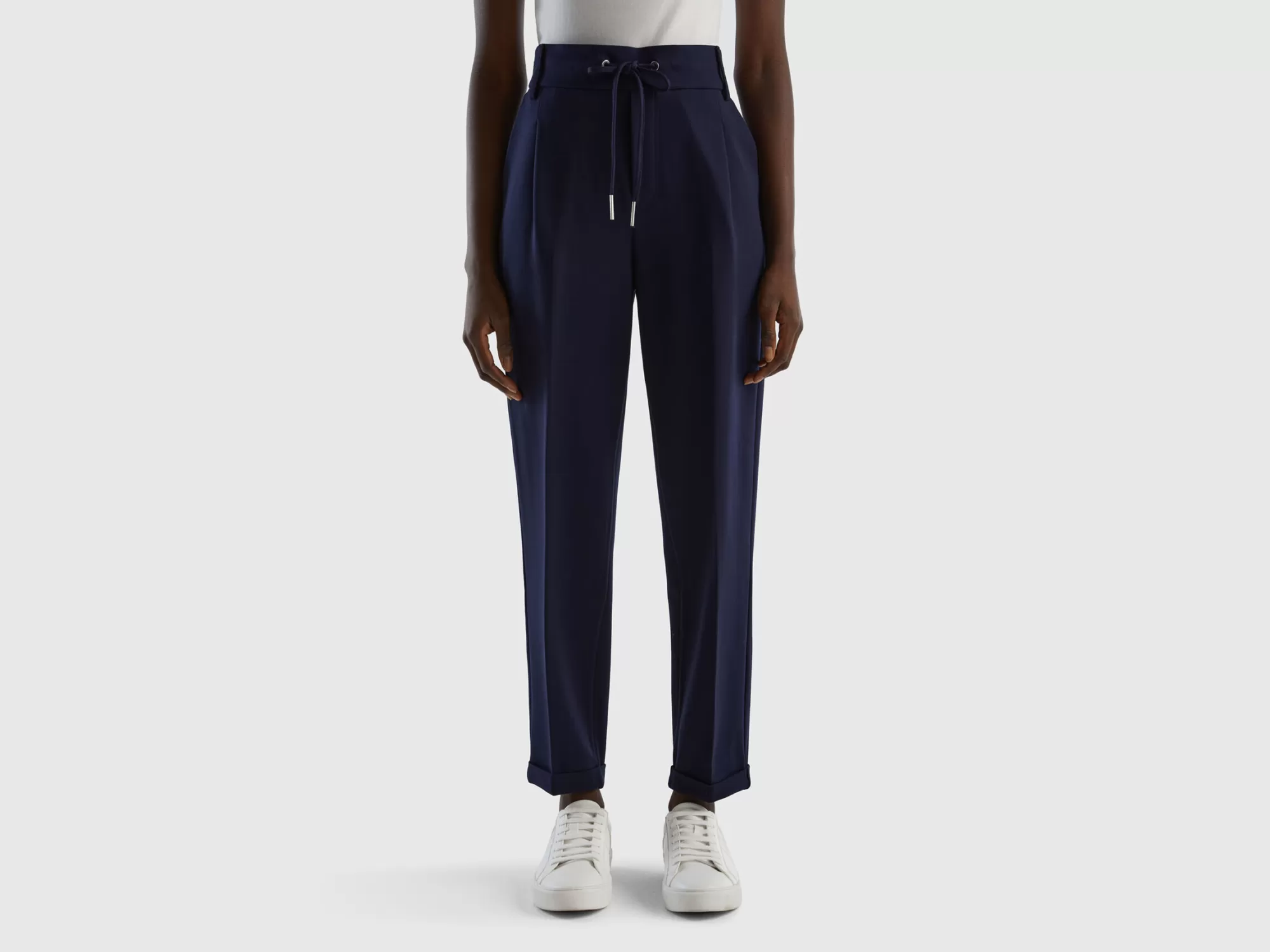 Benetton Pantalon Liso Con Cordon-Mujer Pantalones Y Chinos