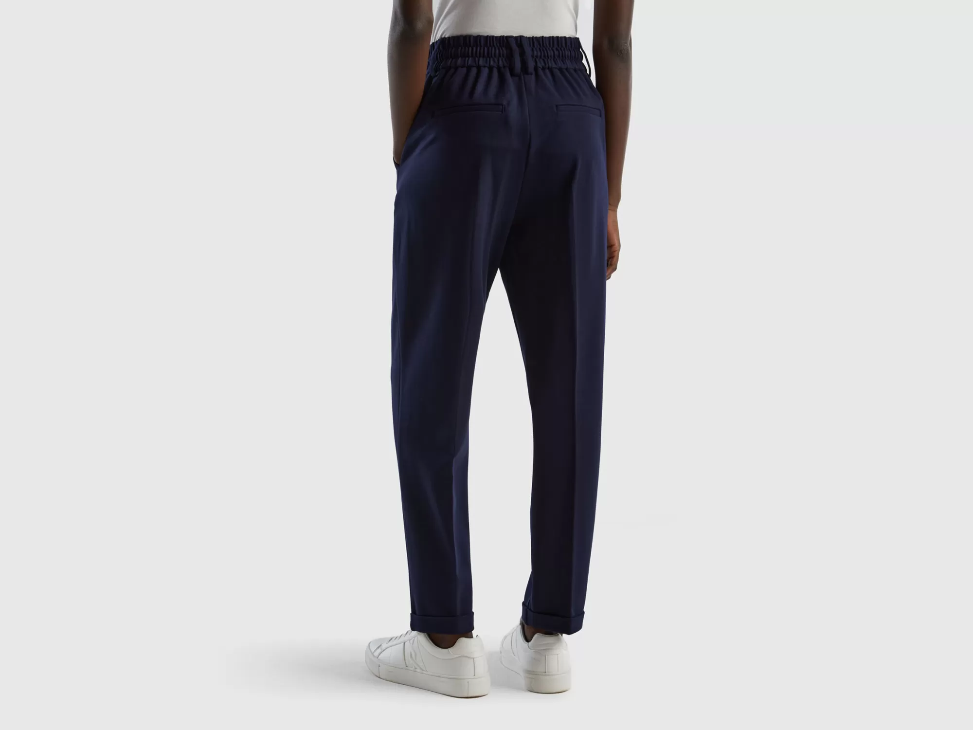 Benetton Pantalon Liso Con Cordon-Mujer Pantalones Y Chinos