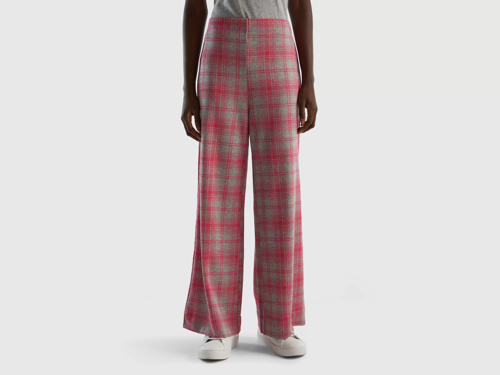 Benetton Pantalon Palazzo De Cuadros-Mujer Loungewear