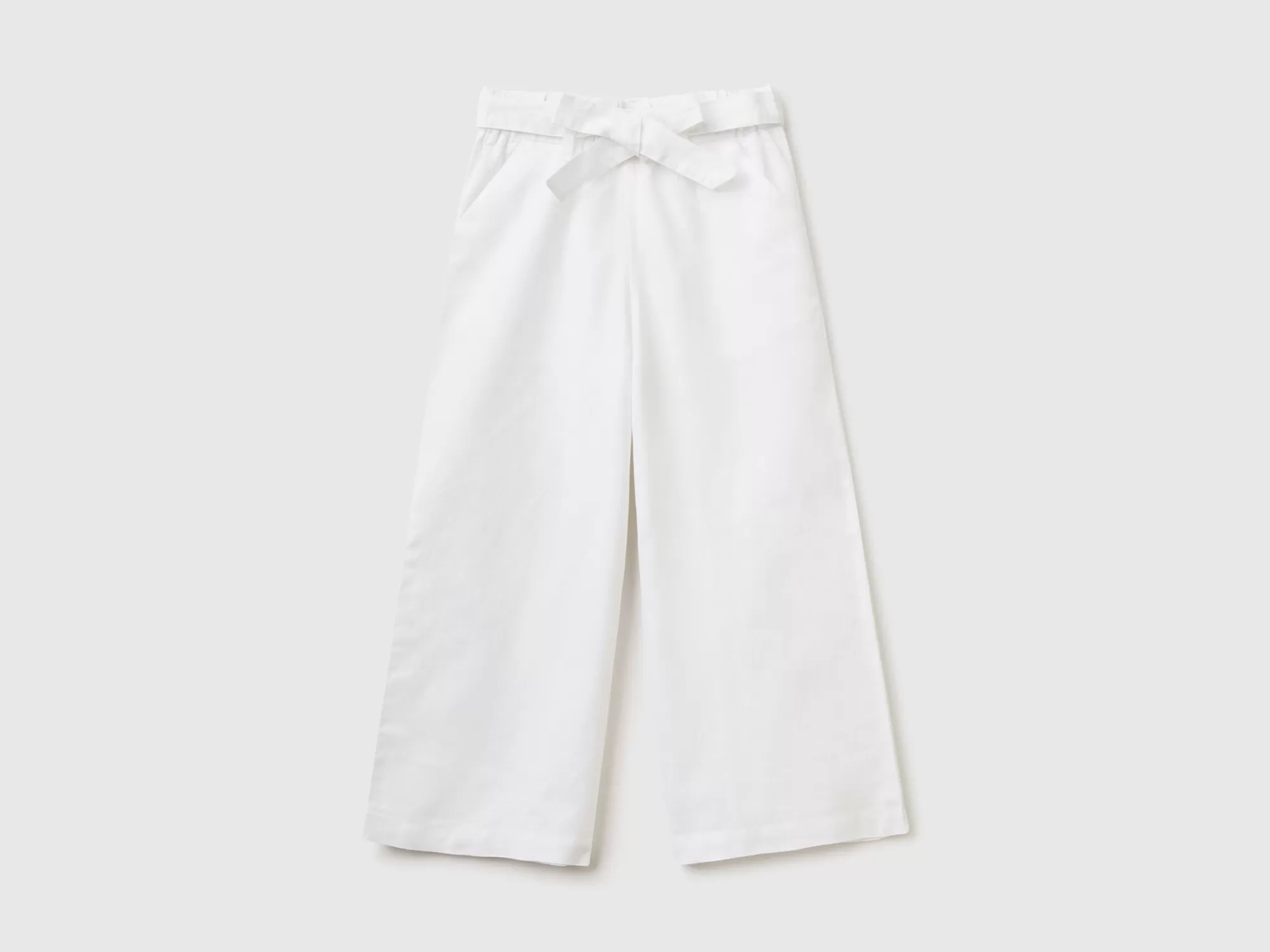 Benetton Pantalon Palazzo De Lino Mixto-Niños Pantalones Y Vaqueros