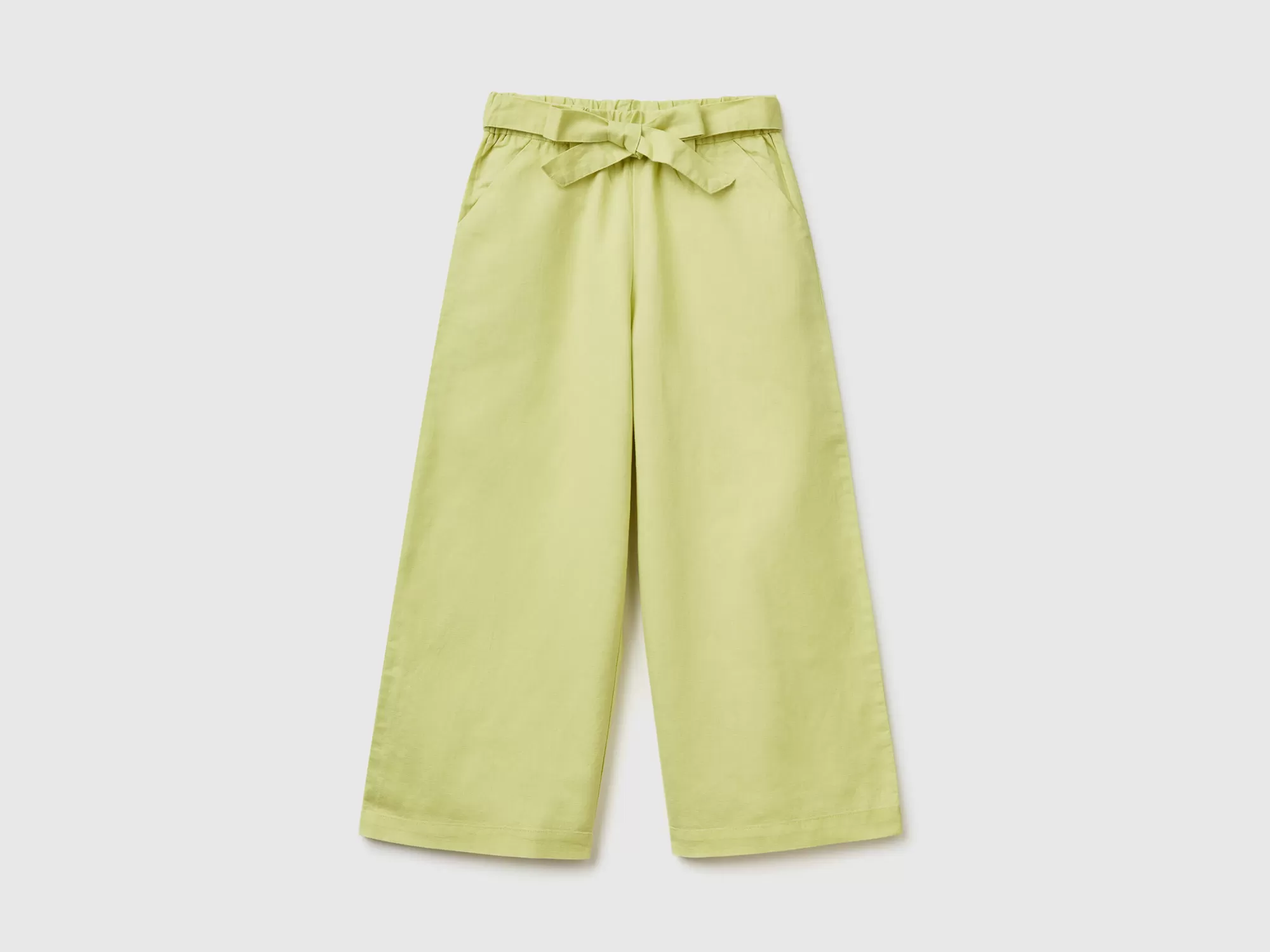 Benetton Pantalon Palazzo De Lino Mixto-Niños Pantalones Y Vaqueros