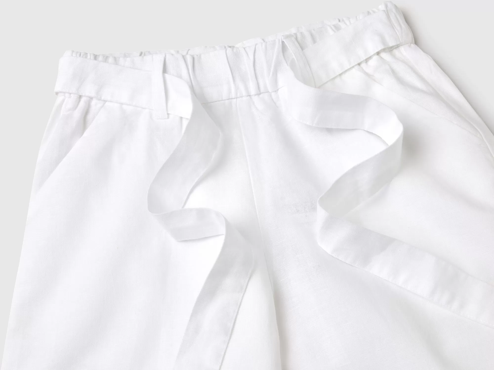 Benetton Pantalon Palazzo De Lino Mixto-Niños Pantalones Y Vaqueros