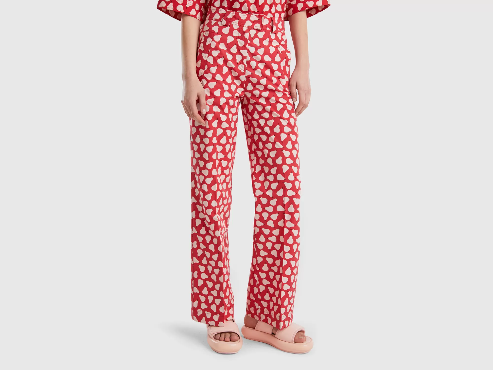 Benetton Pantalon Palazzocon Estampado De Peras-Mujer Pantalones Y Chinos