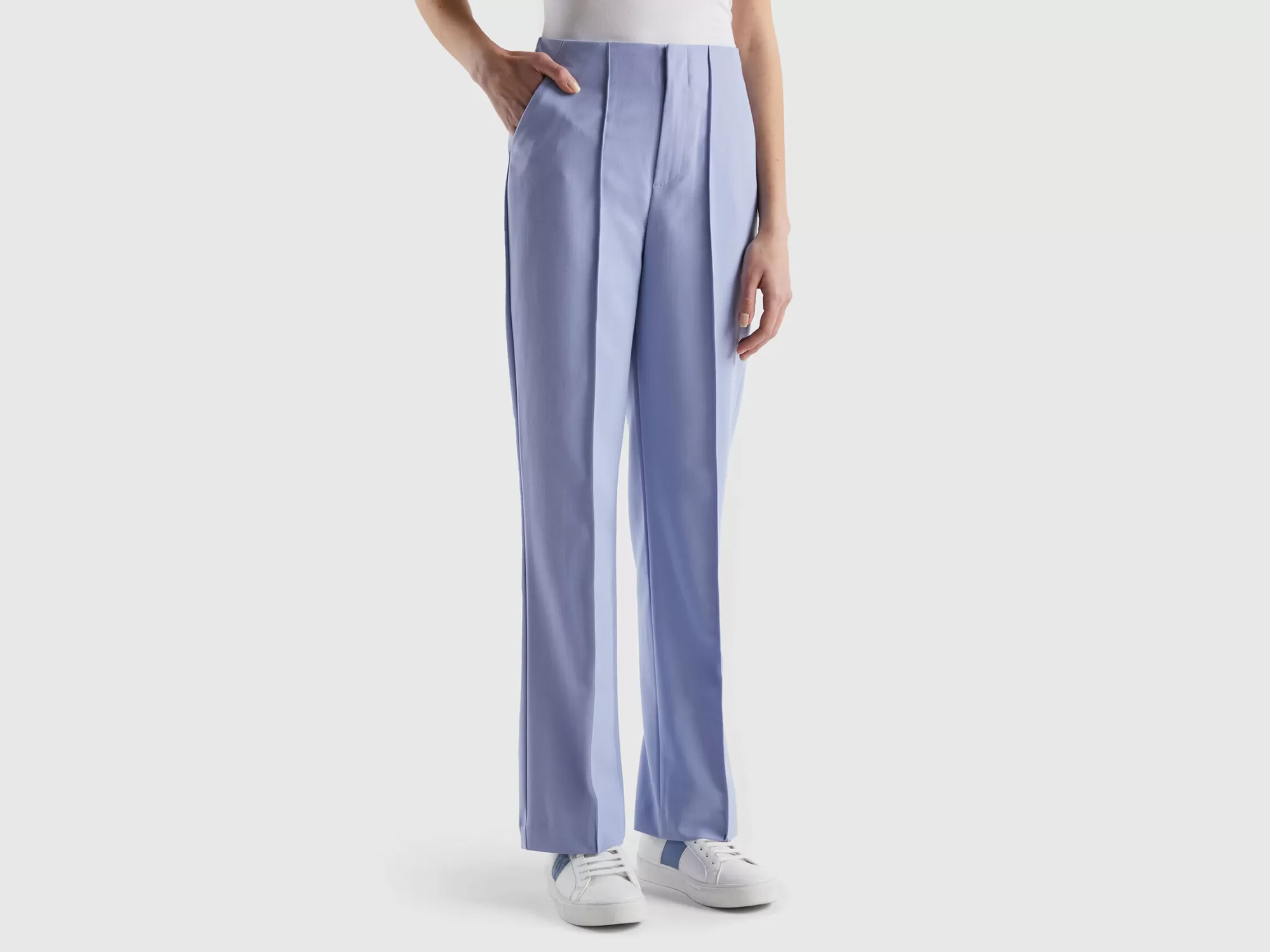 Benetton Pantalon Recto De Talle Alto-Mujer Pantalones Y Chinos