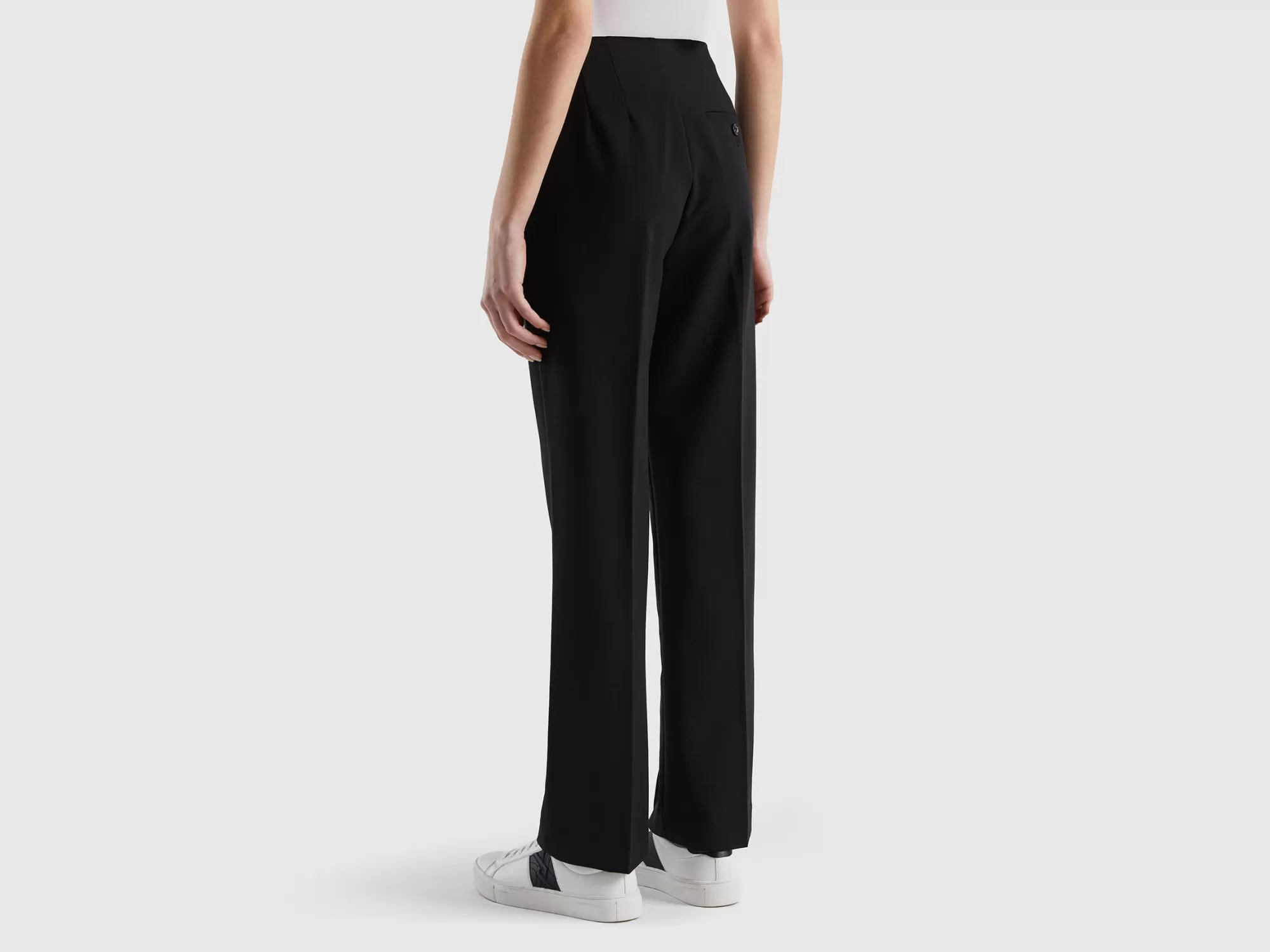 Benetton Pantalon Recto De Talle Alto-Mujer Pantalones Y Chinos