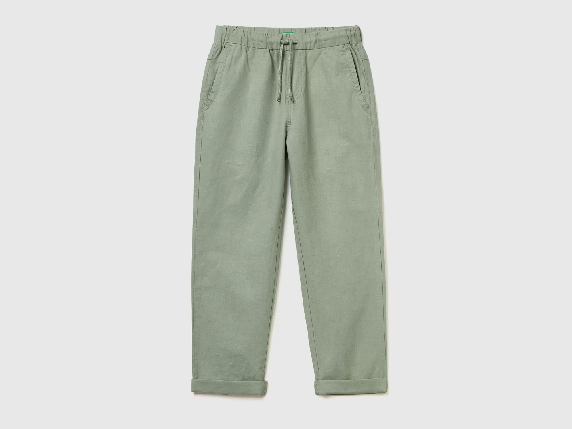 Benetton Pantalon Slim Fit De Lino Mixto-Niños Pantalones Y Vaqueros