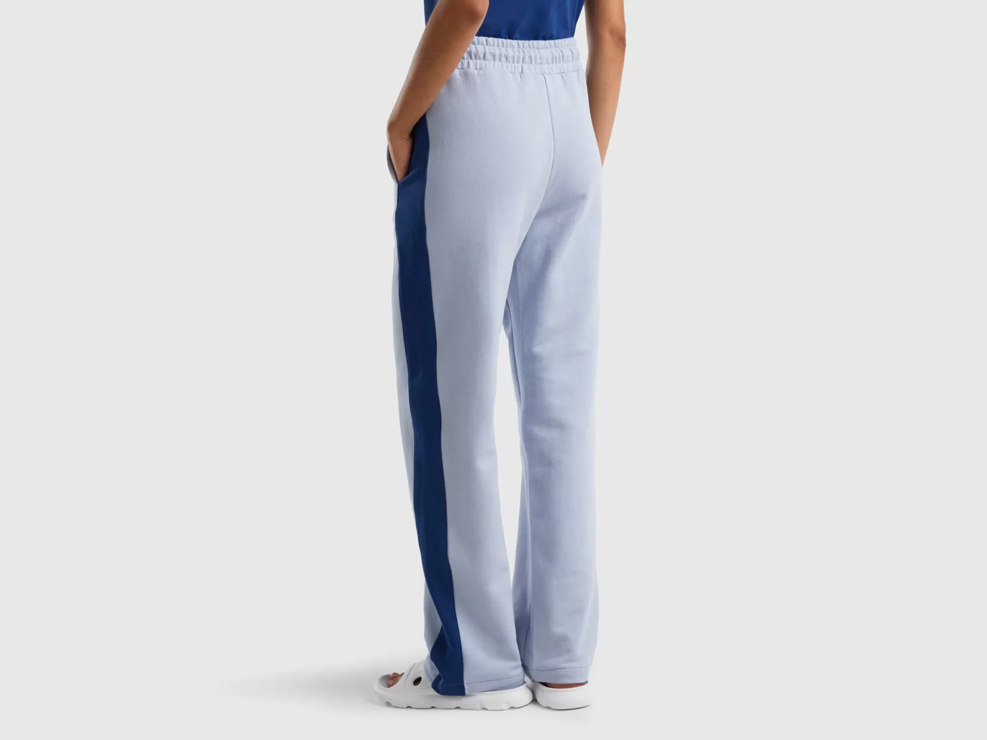 Benetton Pantaloncon Banda Azul Oscuro-Mujer Pantalones Y Chinos