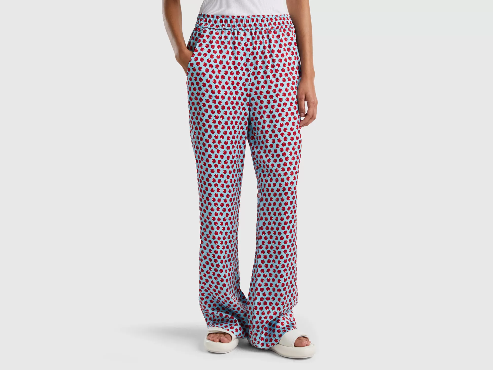 Benetton Pantaloncon Estampado De Manzanas-Mujer Pantalones Y Chinos