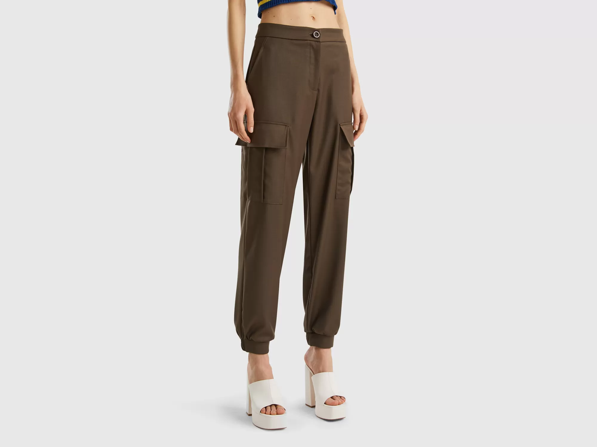 Benetton Pantalones Cargo Fluidos-Mujer Pantalones Y Chinos