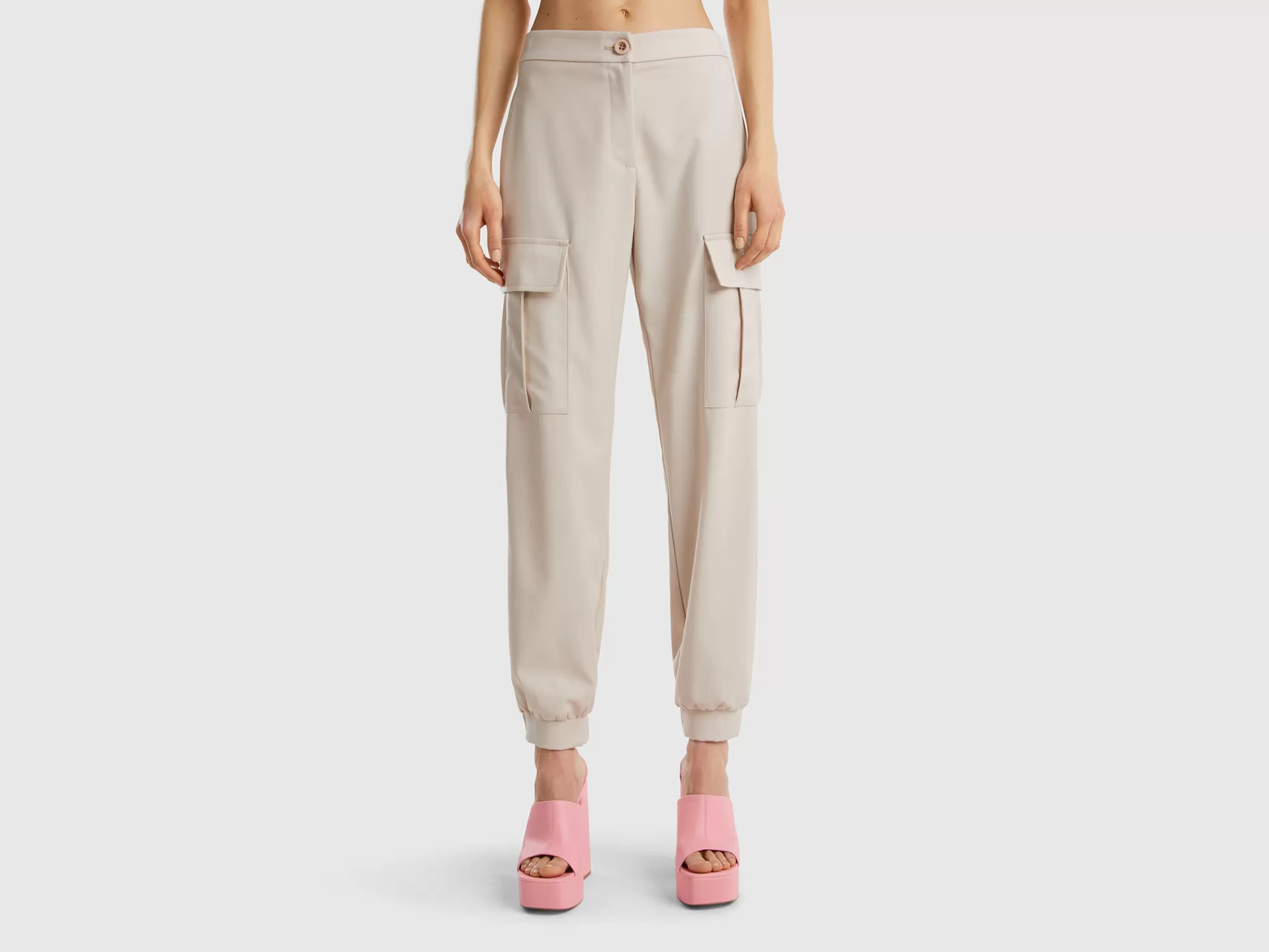 Benetton Pantalones Cargo Fluidos-Mujer Pantalones Y Chinos