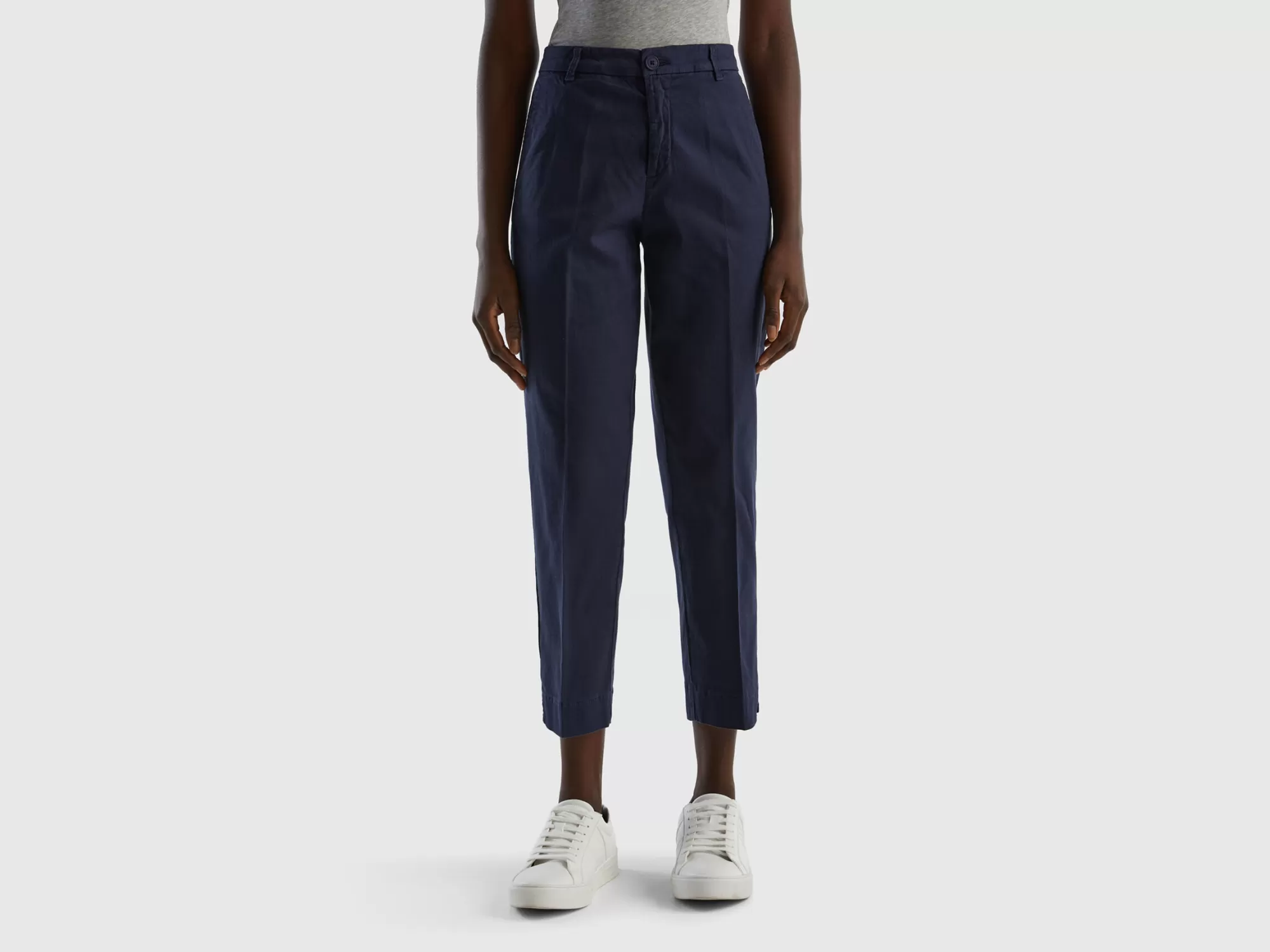 Benetton Pantalones Chinos Cropped De Algodón Elastico-Mujer Pantalones Y Chinos