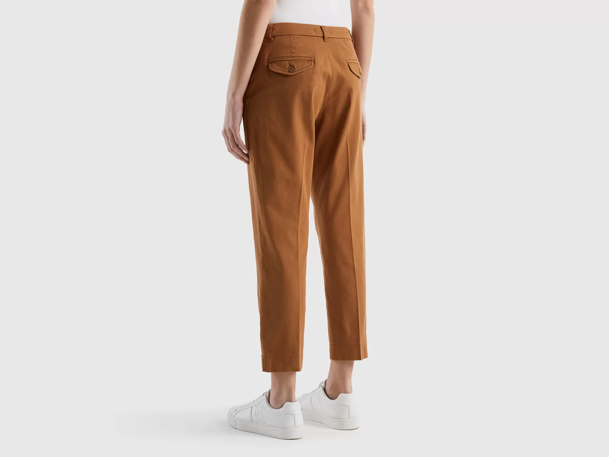 Benetton Pantalones Chinos Cropped De Algodón Elastico-Mujer Pantalones Y Chinos