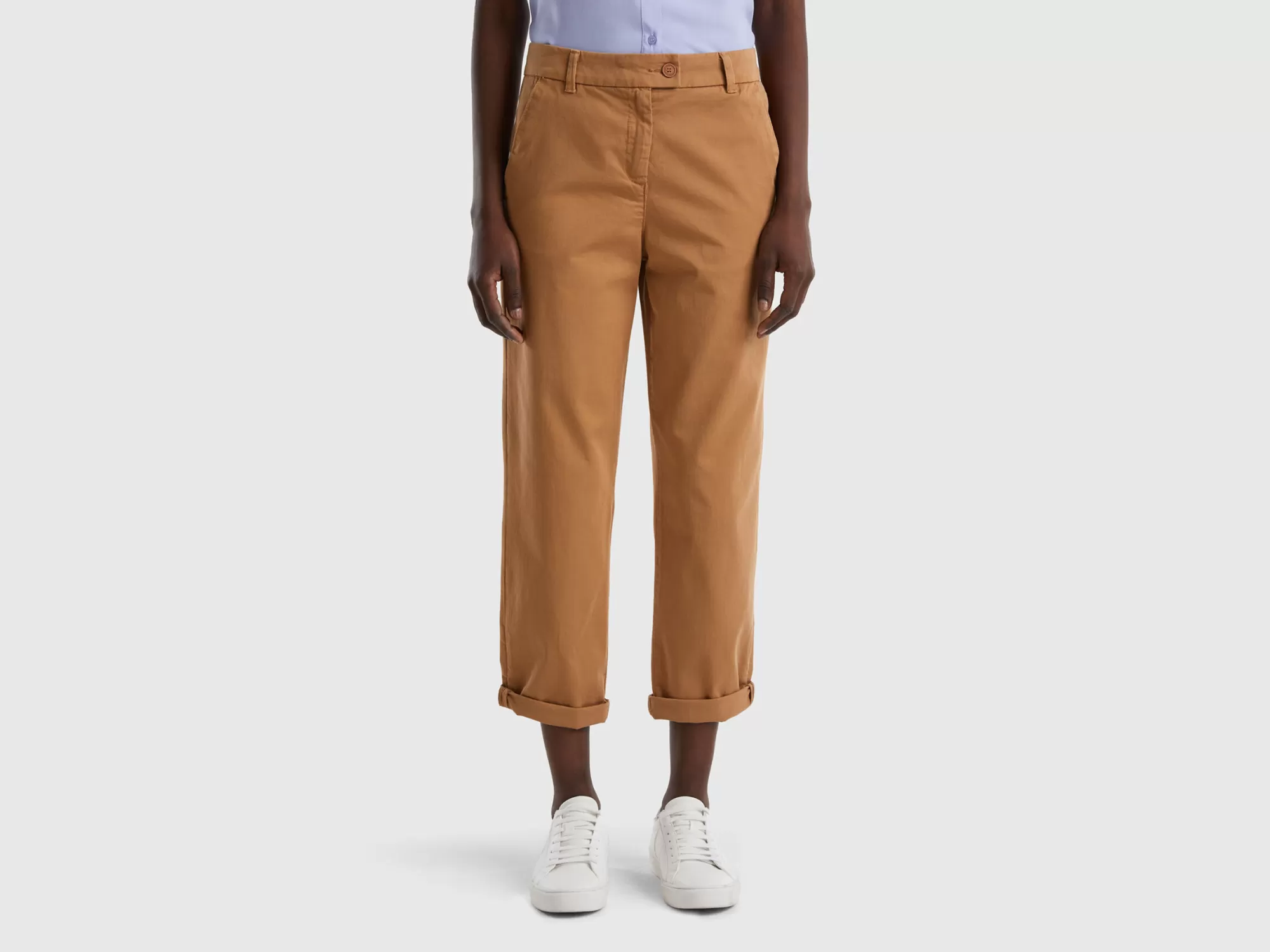 Benetton Pantalones Chinos De Algodón Elastico-Mujer Pantalones Y Chinos