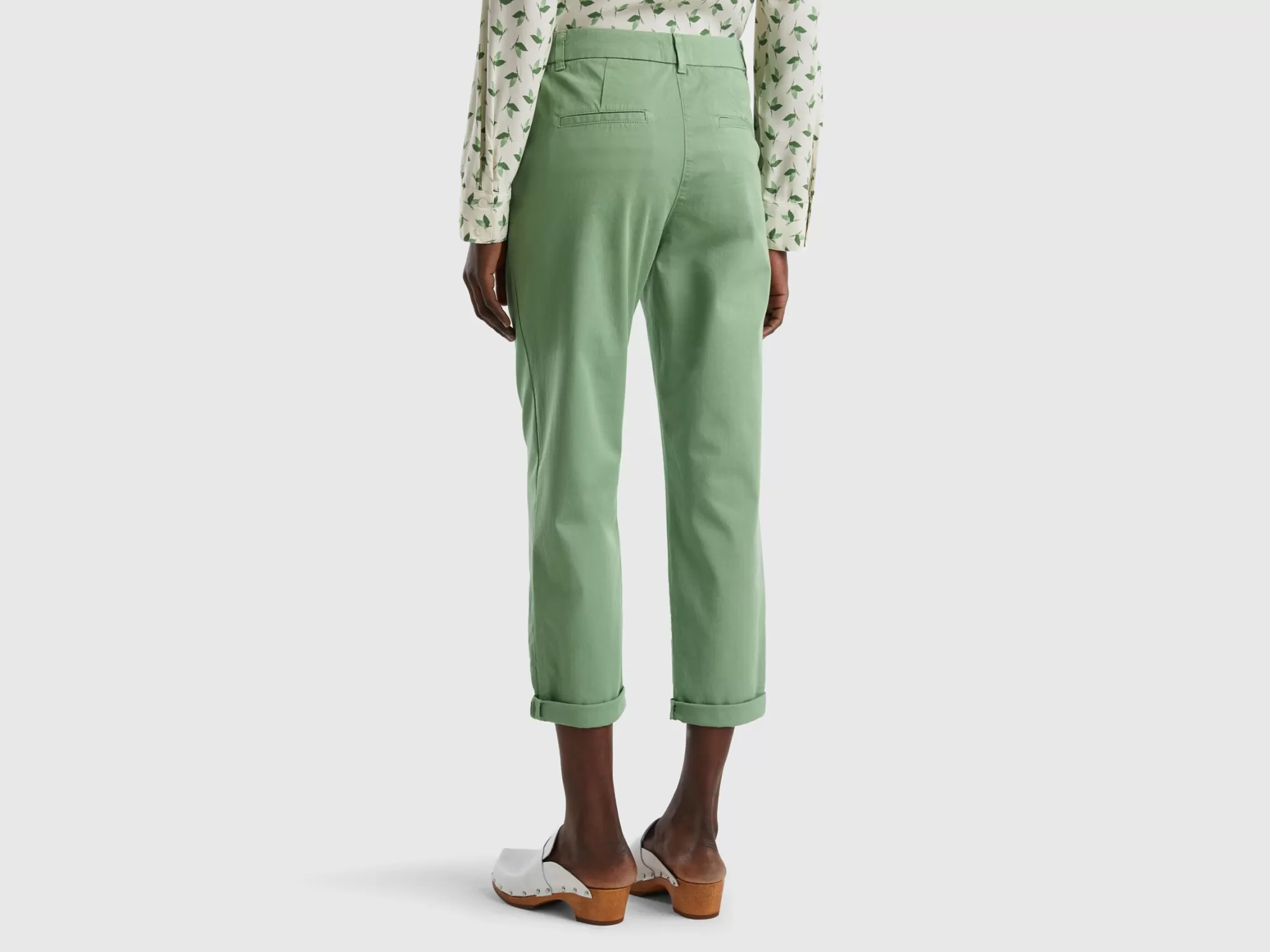 Benetton Pantalones Chinos De Algodón Elastico-Mujer Pantalones Y Chinos